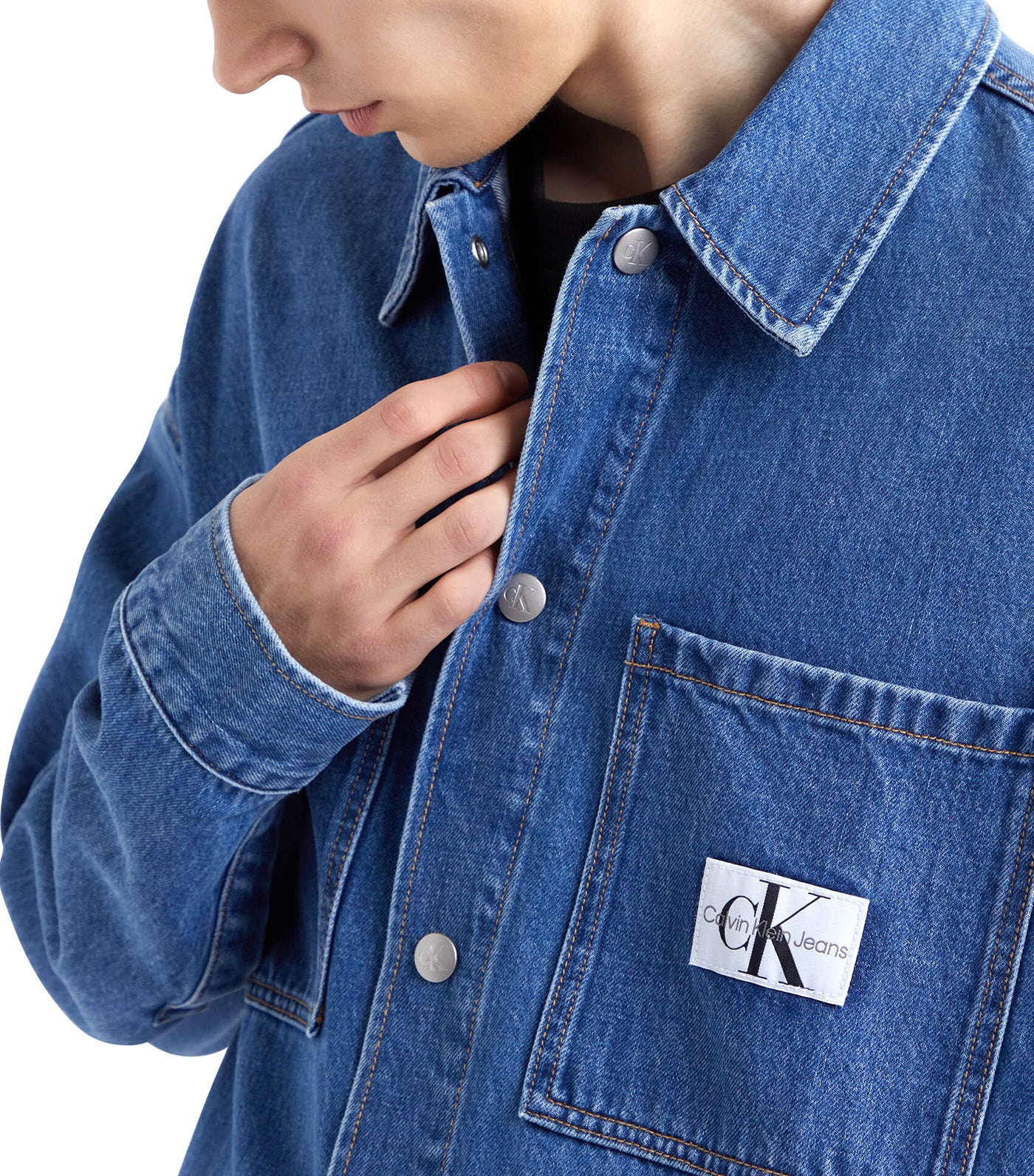 Recycled Cotton Oversized Denim Overshirt Stone Blue