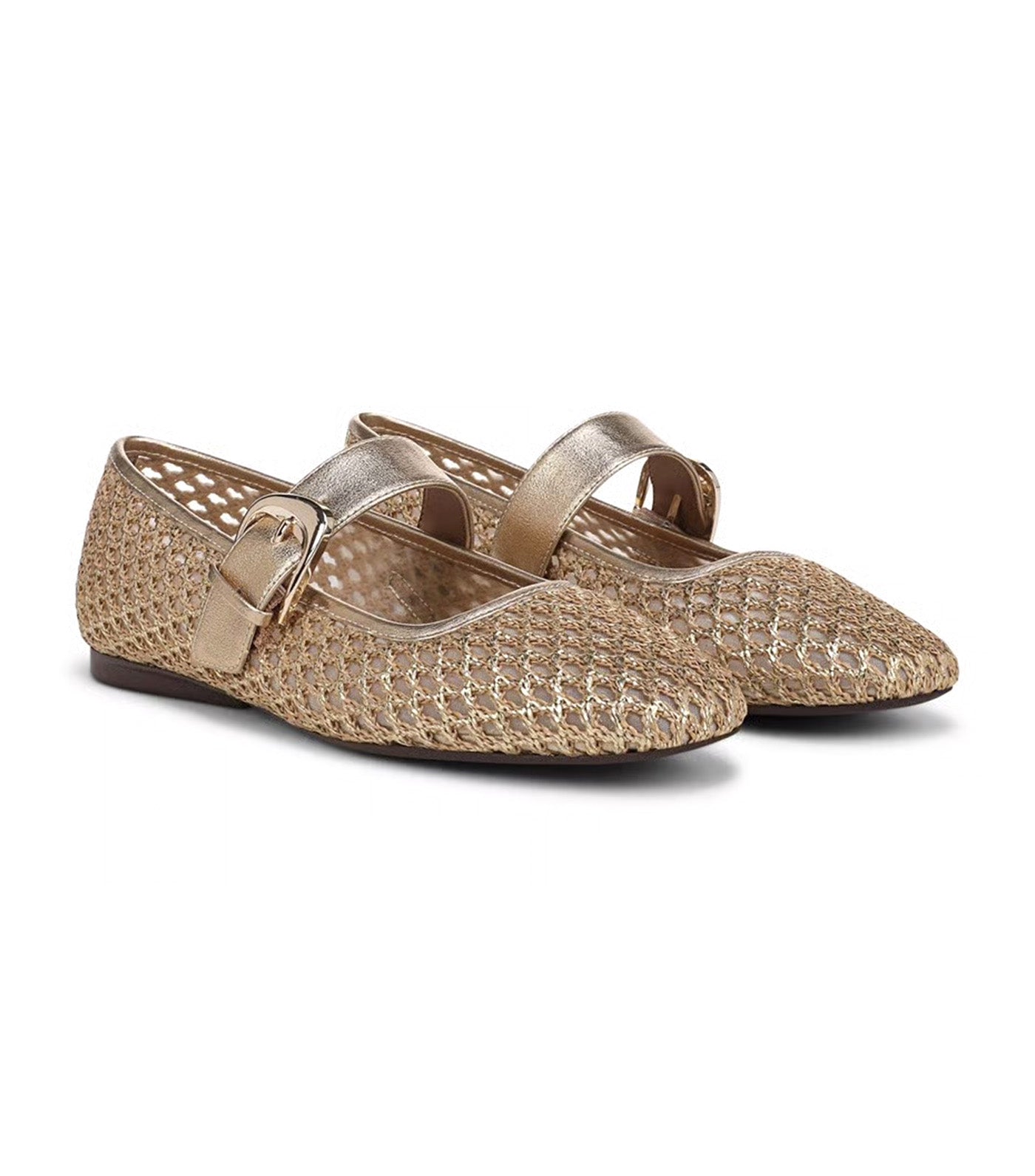 Naturalizer Cosmic Mary Jane Flat Champagne Gold Woven