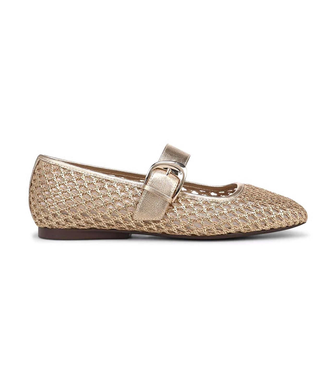 Naturalizer Cosmic Mary Jane Flat Champagne Gold Woven