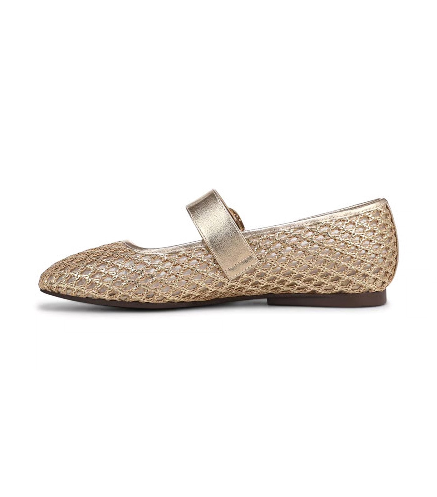Naturalizer Cosmic Mary Jane Flat Champagne Gold Woven