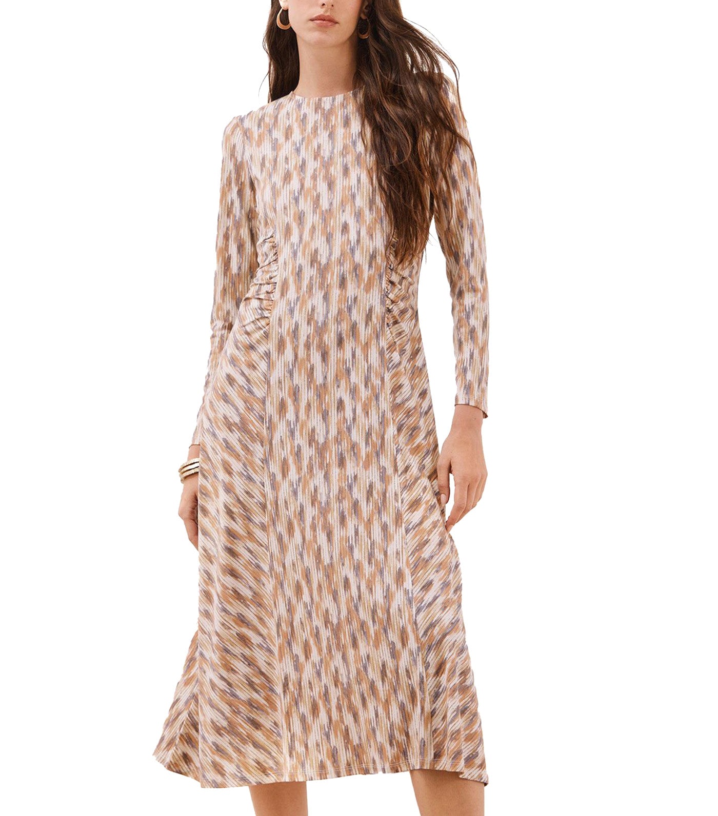 Printed Gathered Dress Multicolor