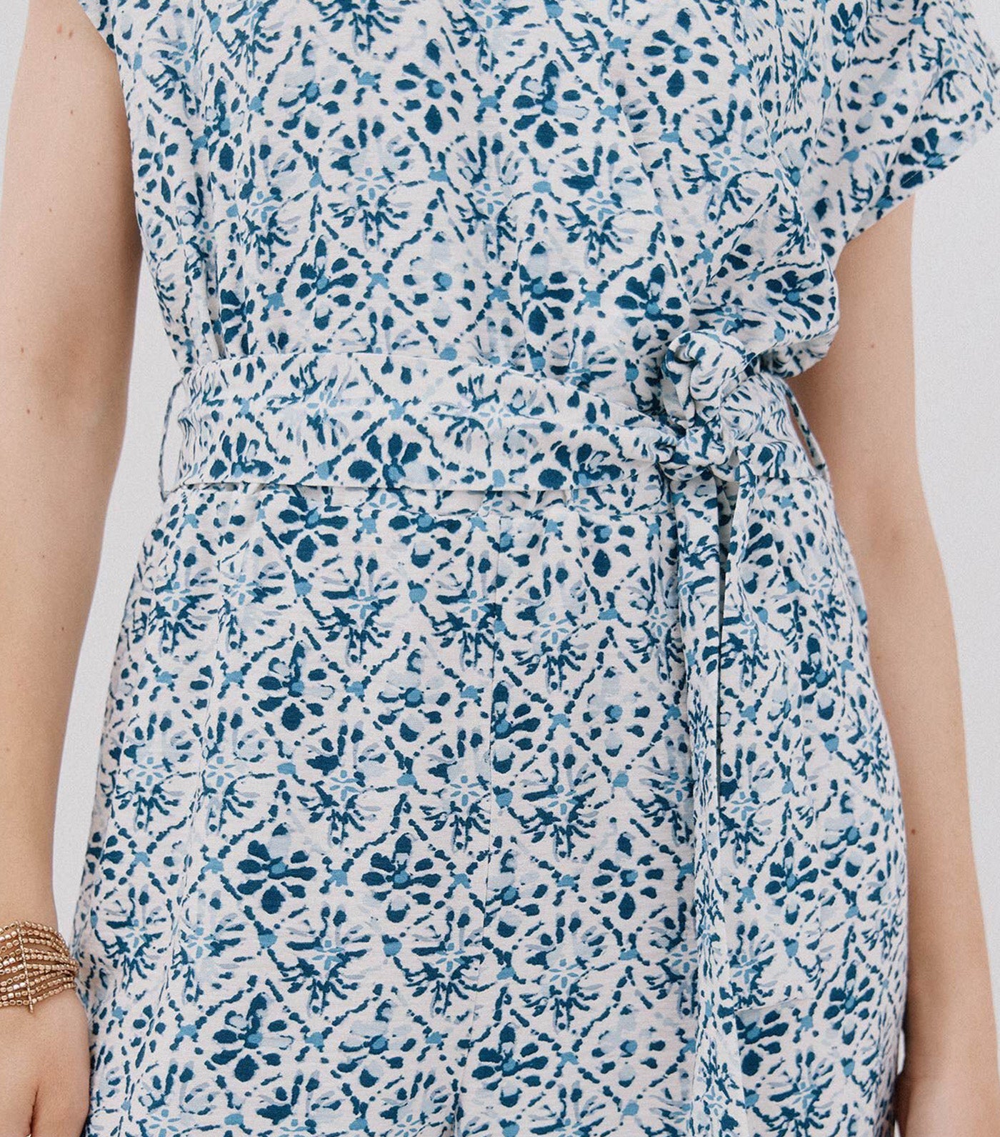 Cortefiel Print Crossover Jumpsuit Multicolor