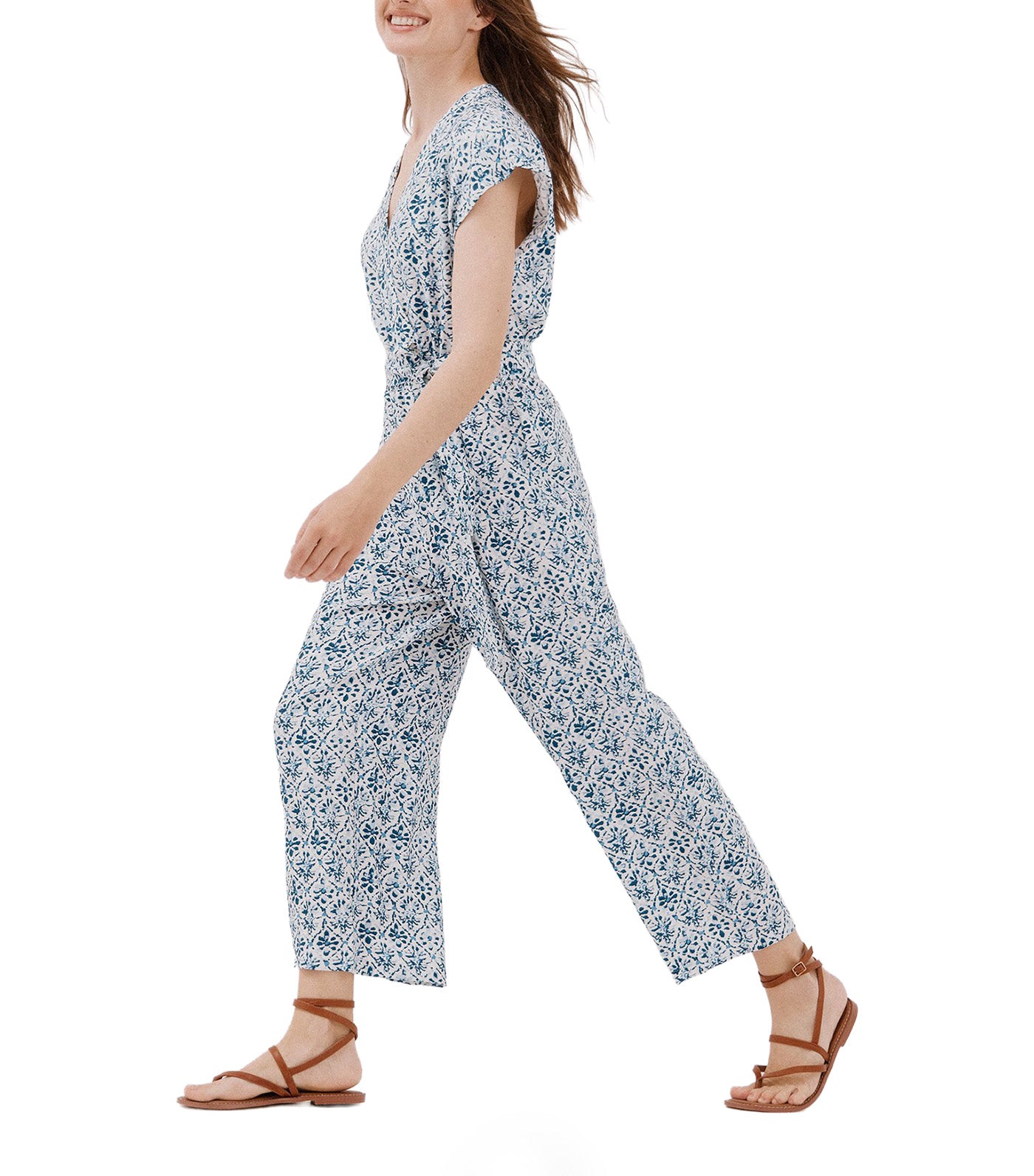Cortefiel Print Crossover Jumpsuit Multicolor