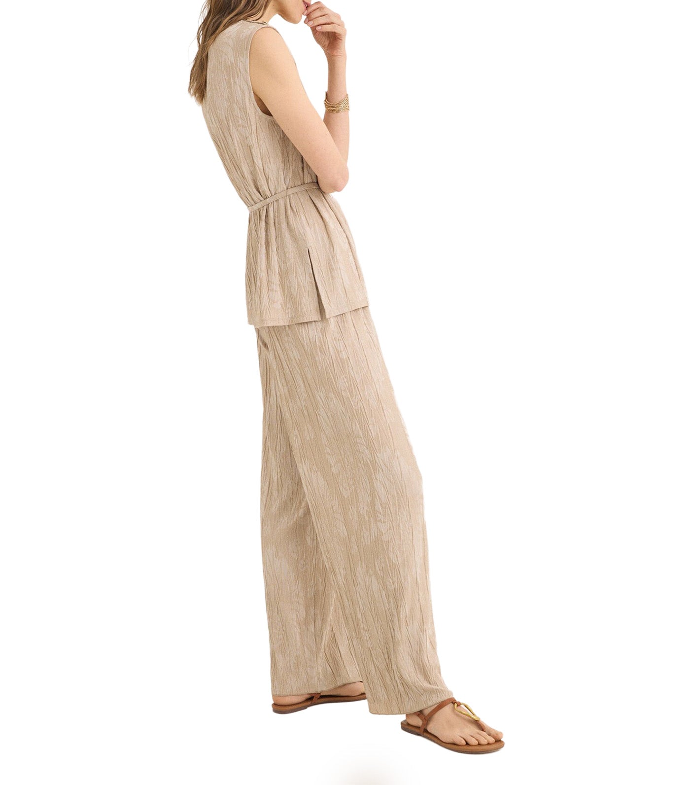 Cortefiel Jacquard Knit Trousers Sand