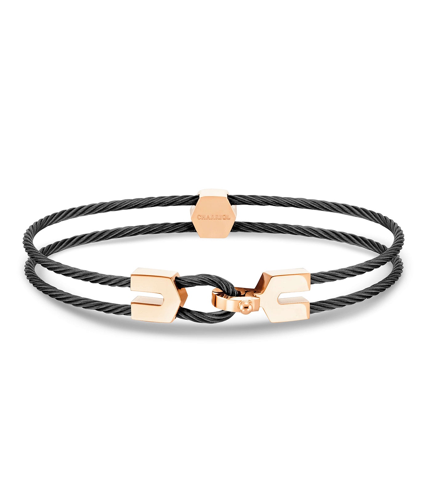 Coup de Foudre Heart Bangle Black and Rose Gold