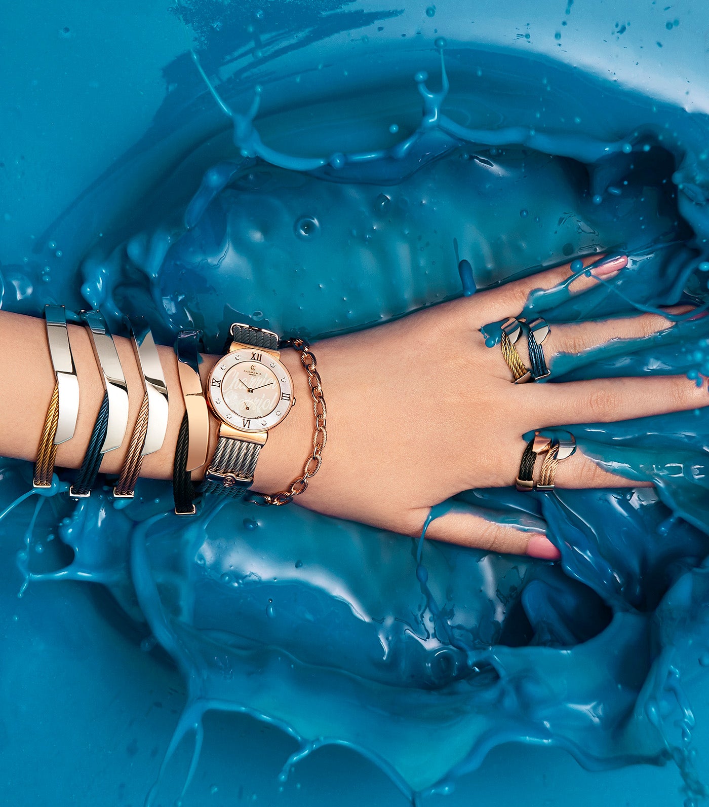 Shoreline Bangle Silver and Blue