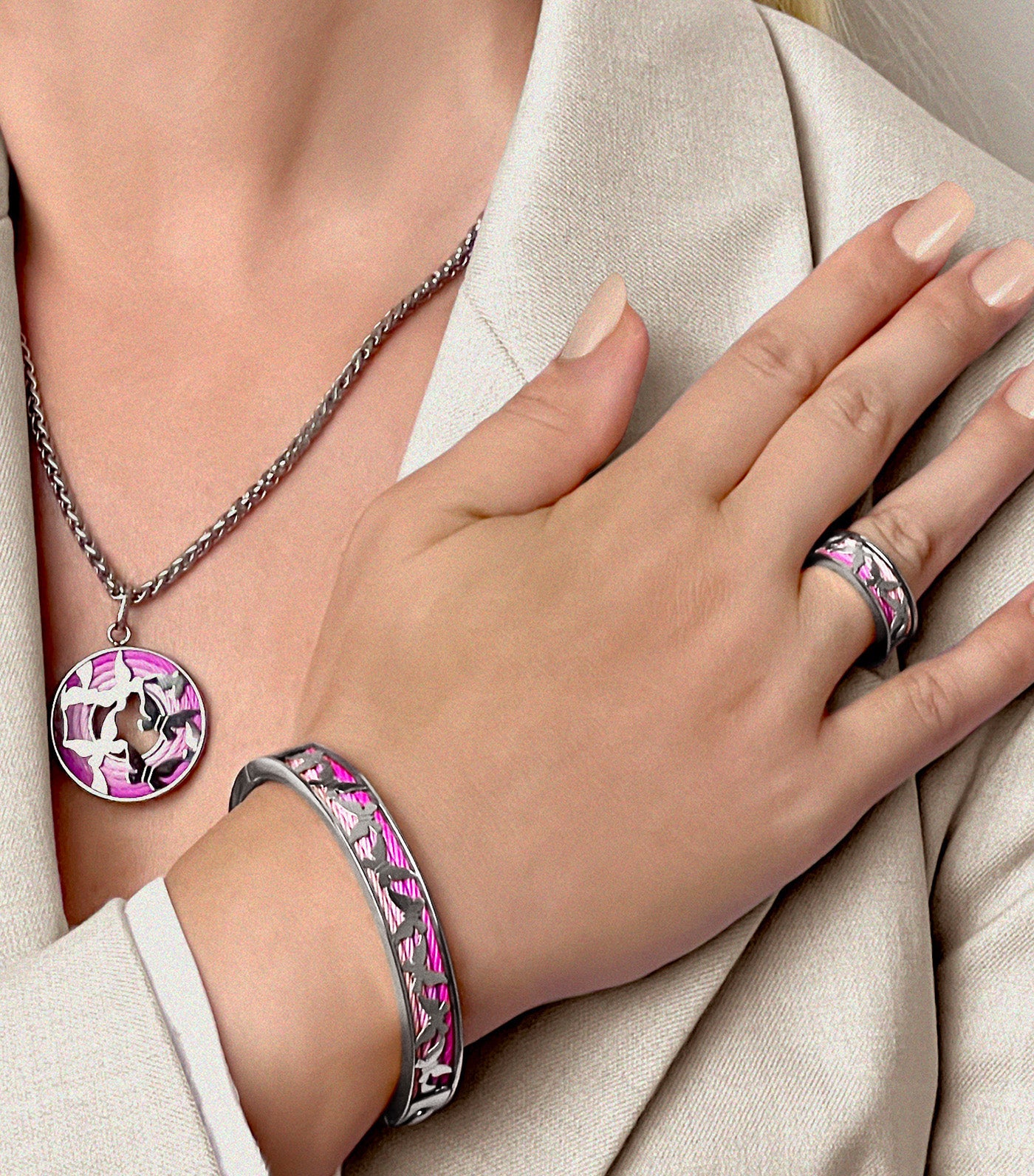 Forever Butterfly Ring Silver and Purple