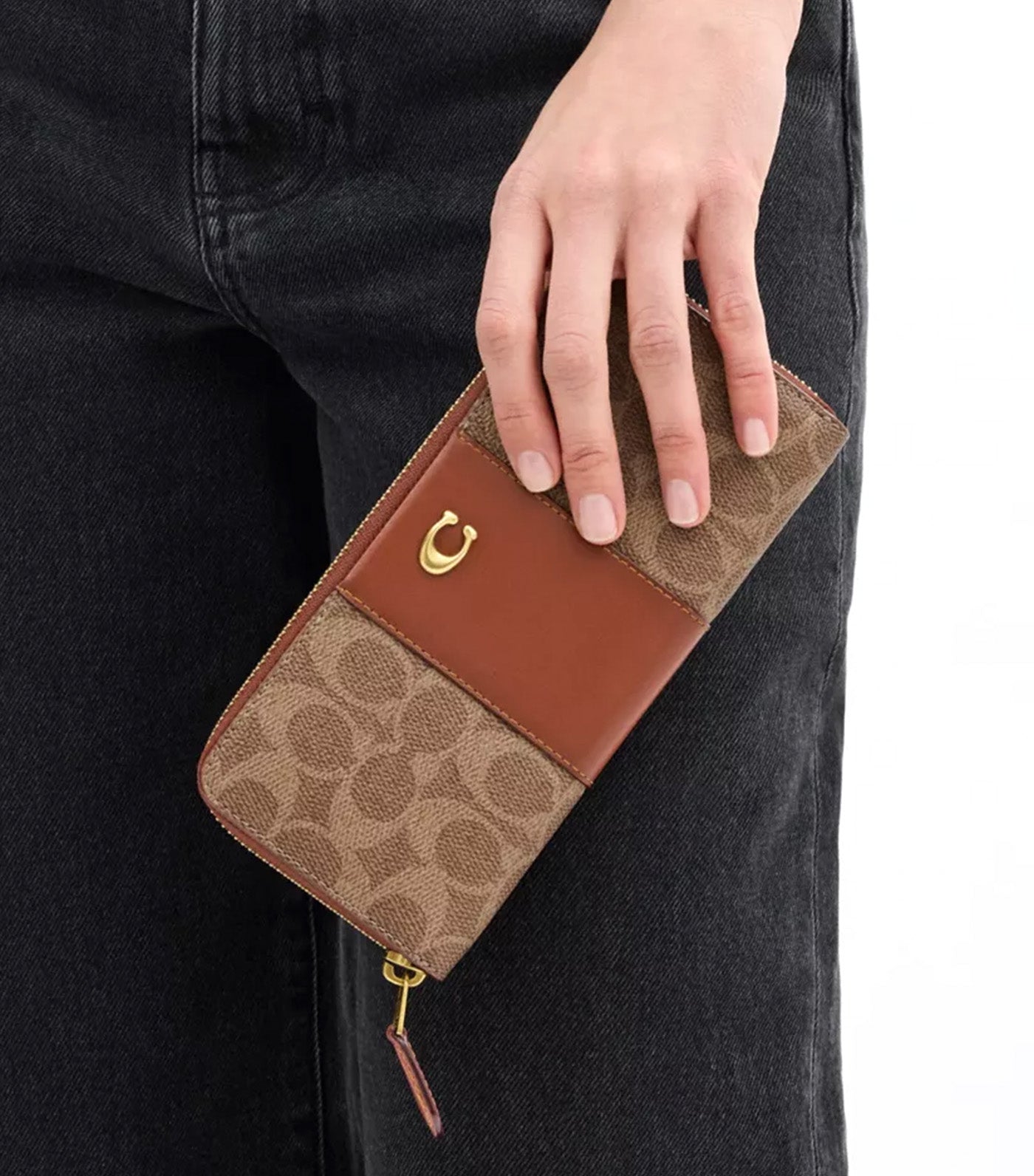 Slim Accordion Zip Tan Caramel