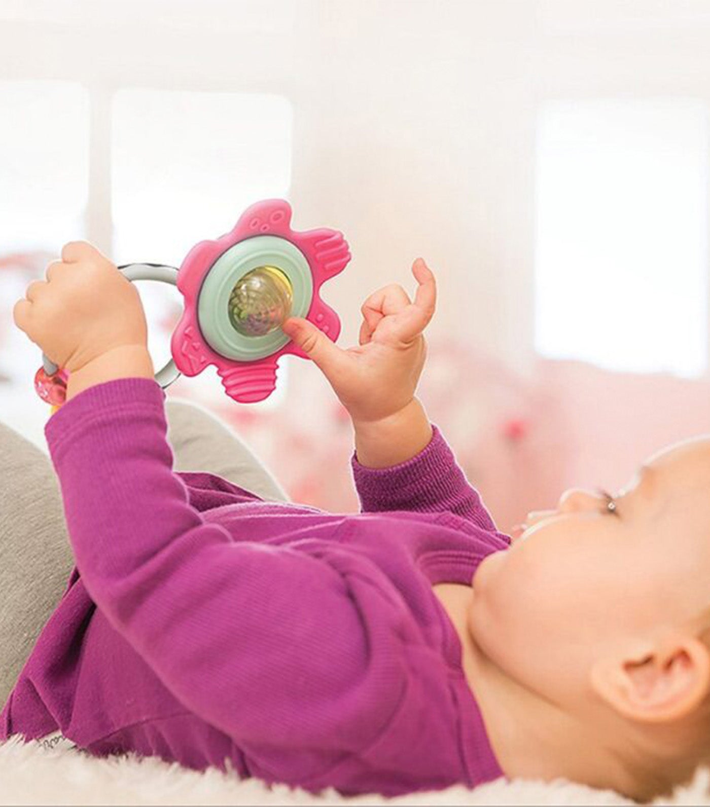 Spin & Rattle Teether Pink