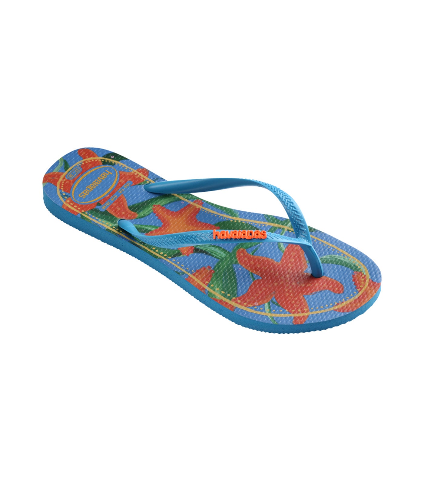 Slim Tropical Flip Flops Turquoise