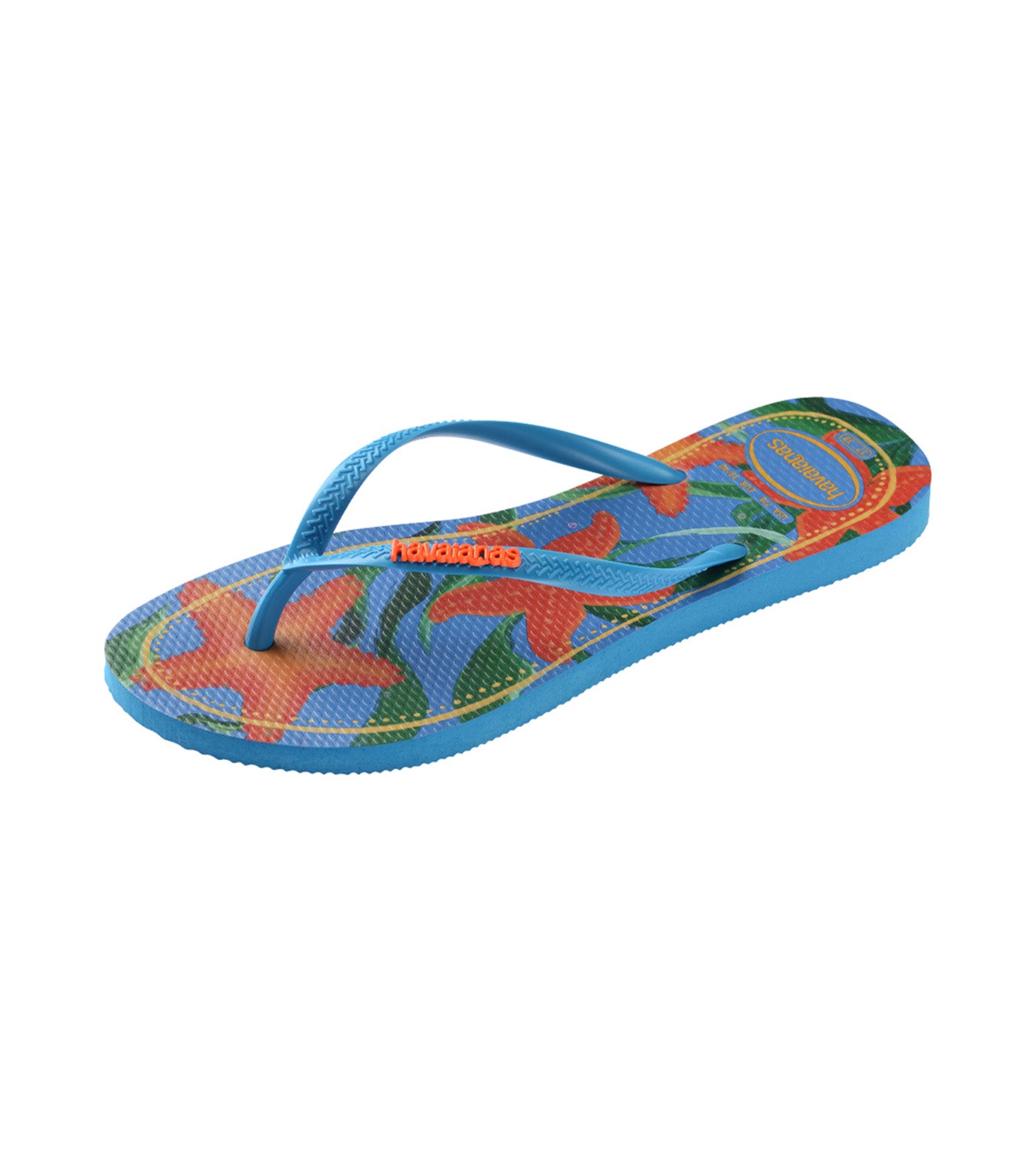 Slim Tropical Flip Flops Turquoise