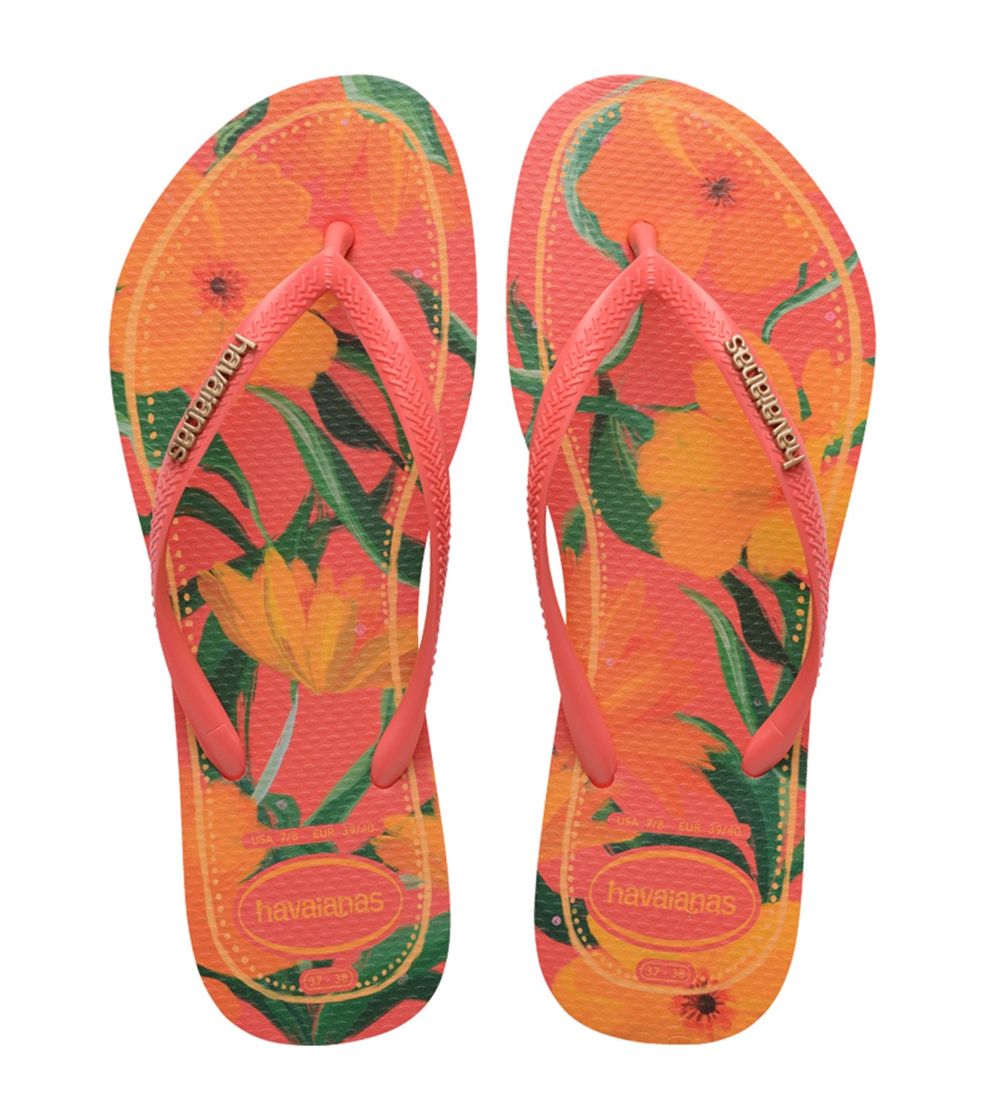 Slim Tropical Flip Flops Tropical Coral