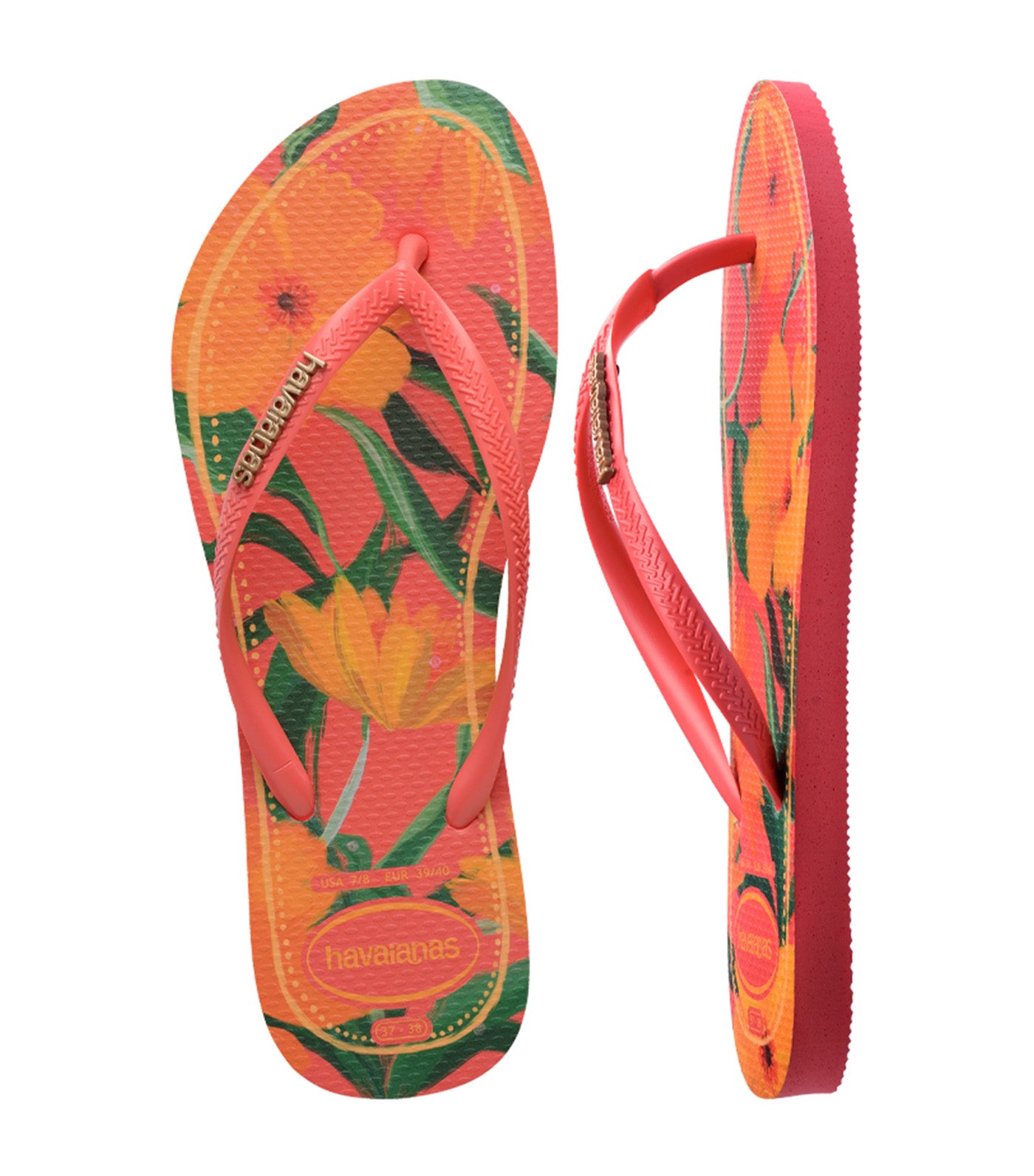 Slim Tropical Flip Flops Tropical Coral