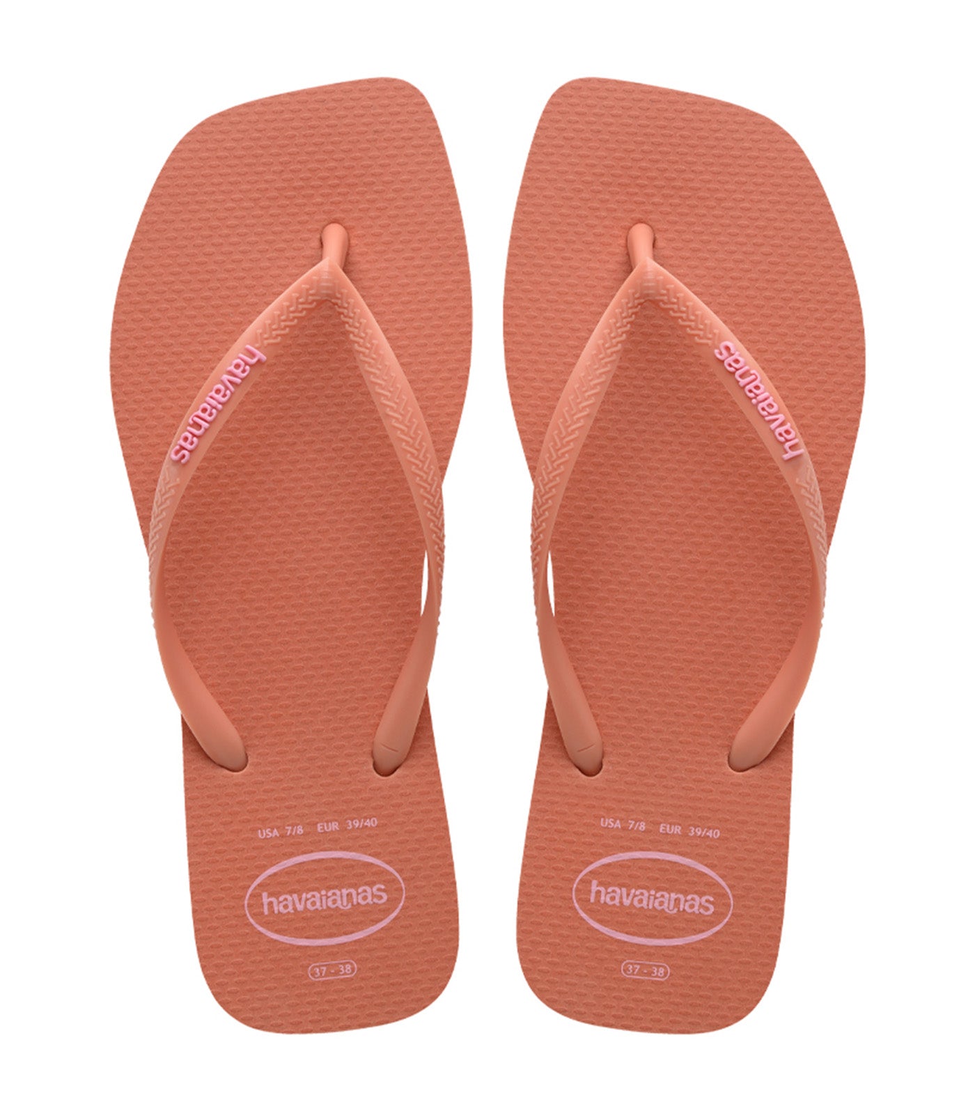 Slim Square Logo Pop Up Flip Flops Pink Clay