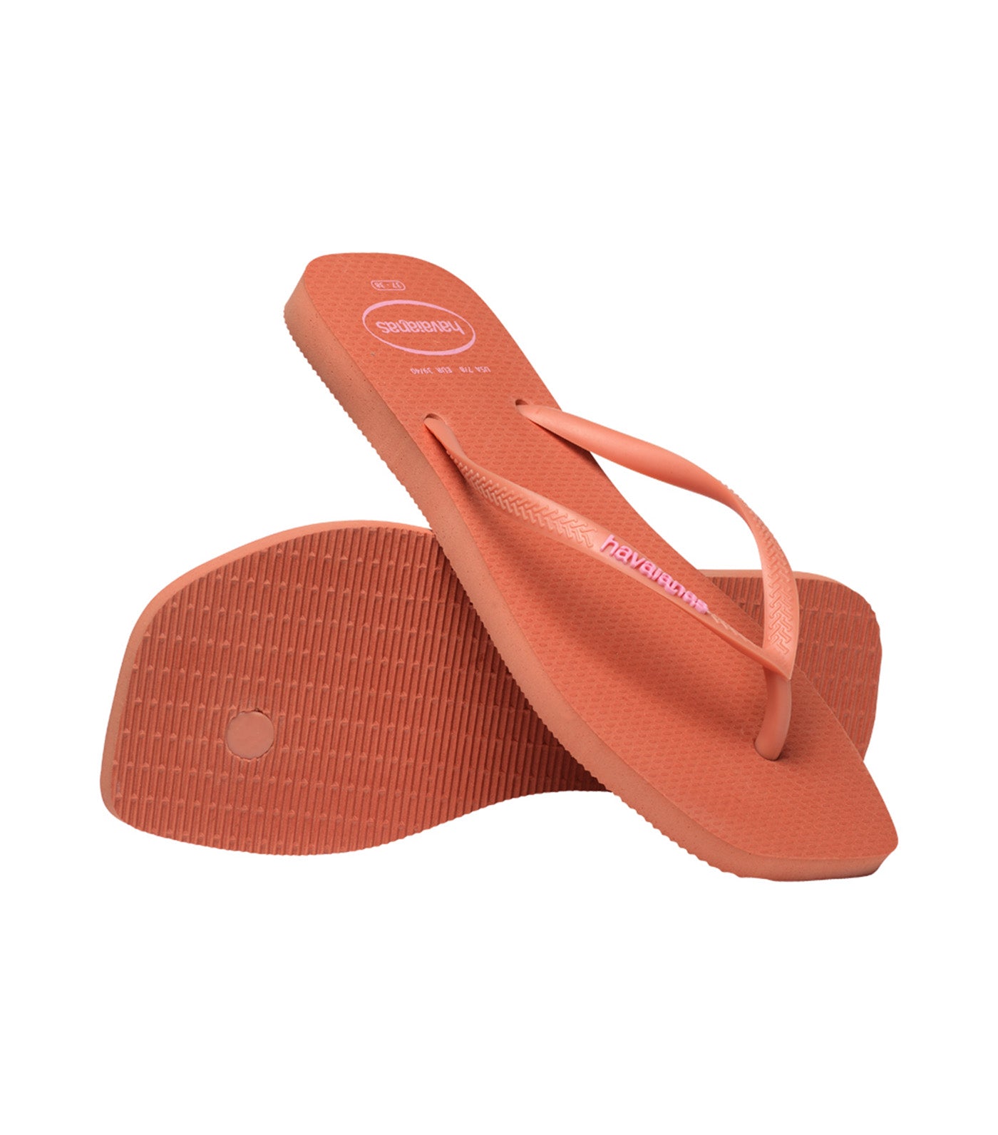 Slim Square Logo Pop Up Flip Flops Pink Clay