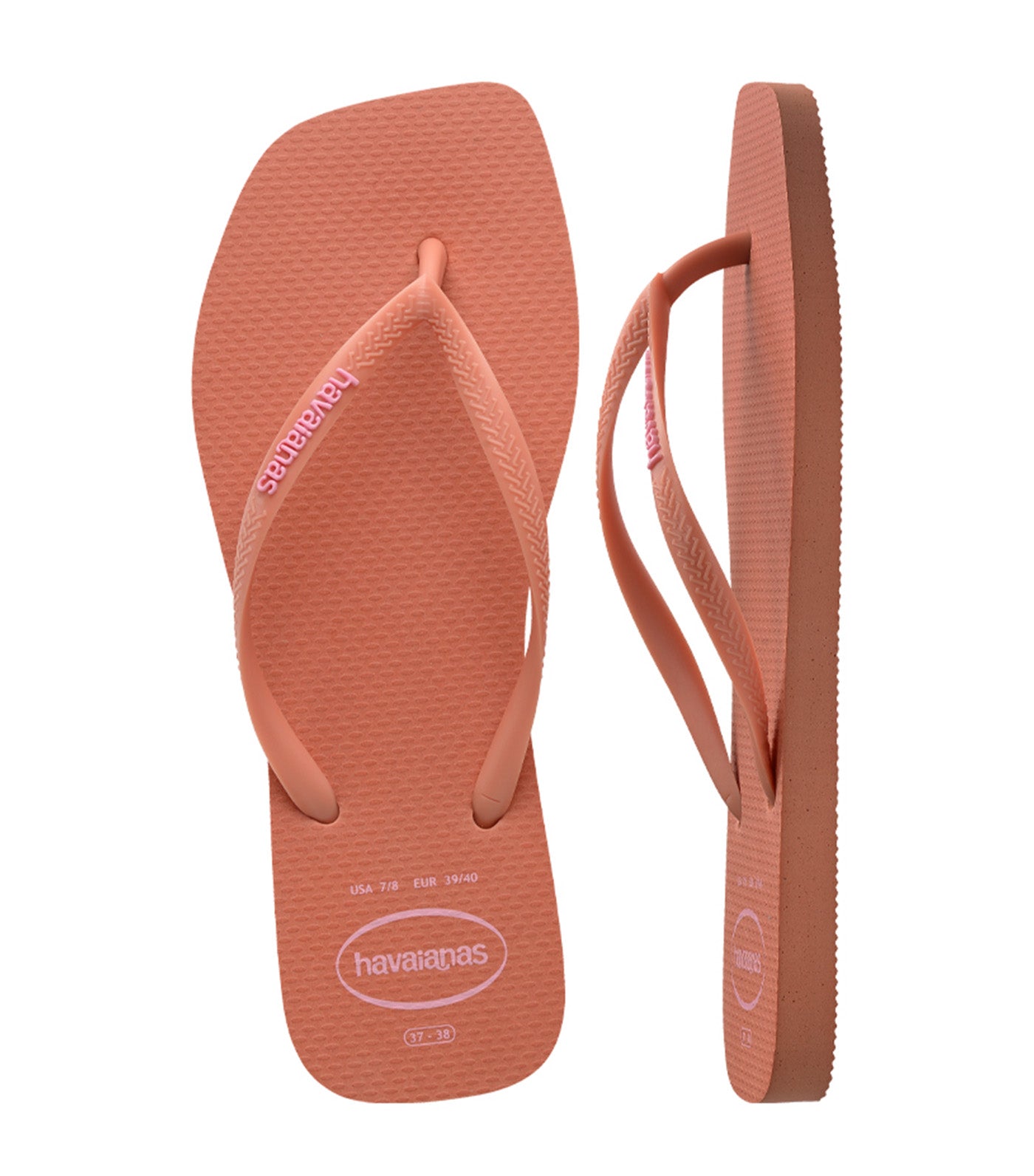 Slim Square Logo Pop Up Flip Flops Pink Clay