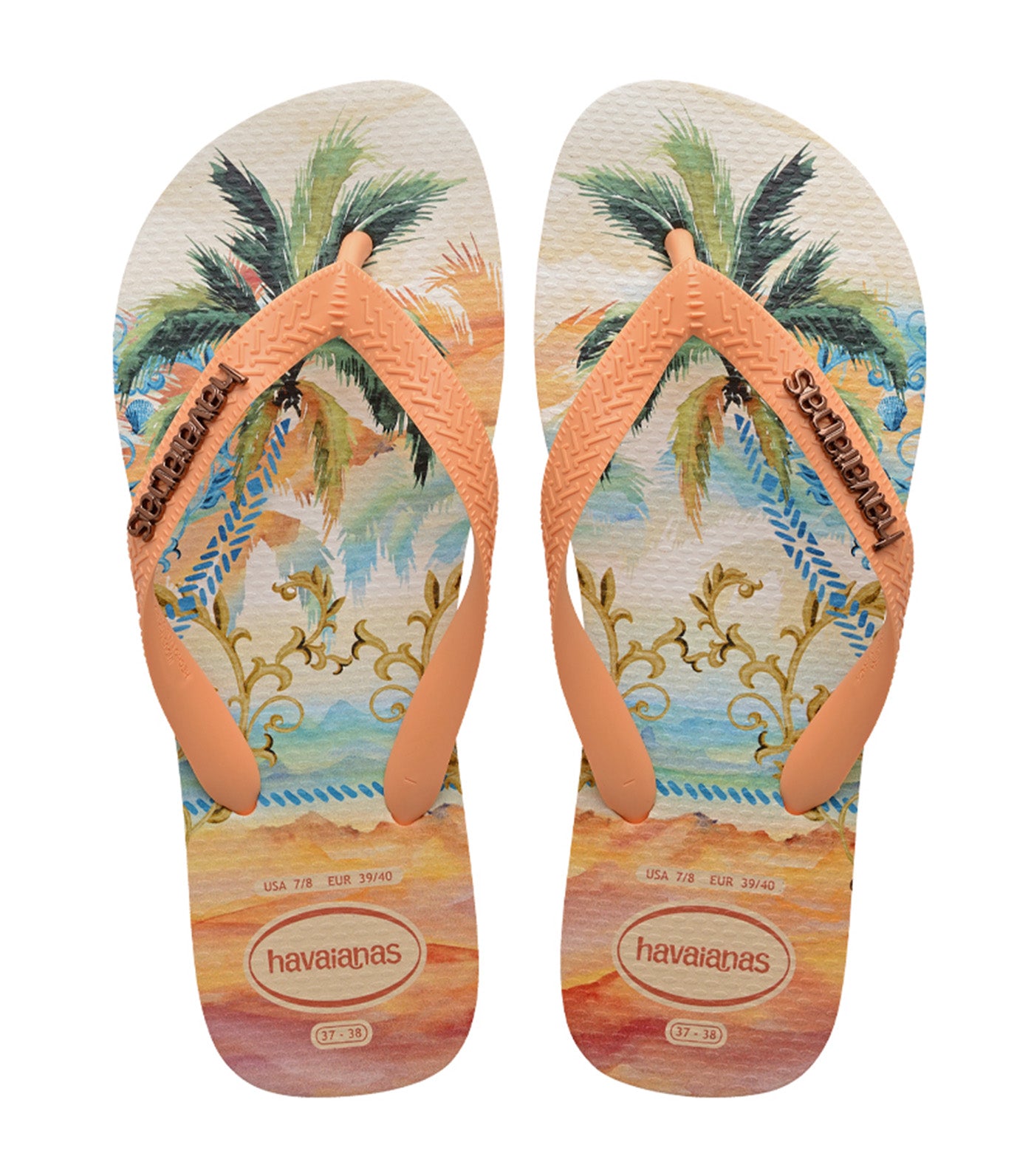 Top Tropicalia Vibes Flip Flops Peach