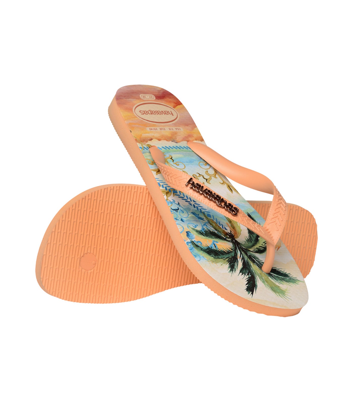 Top Tropicalia Vibes Flip Flops Peach
