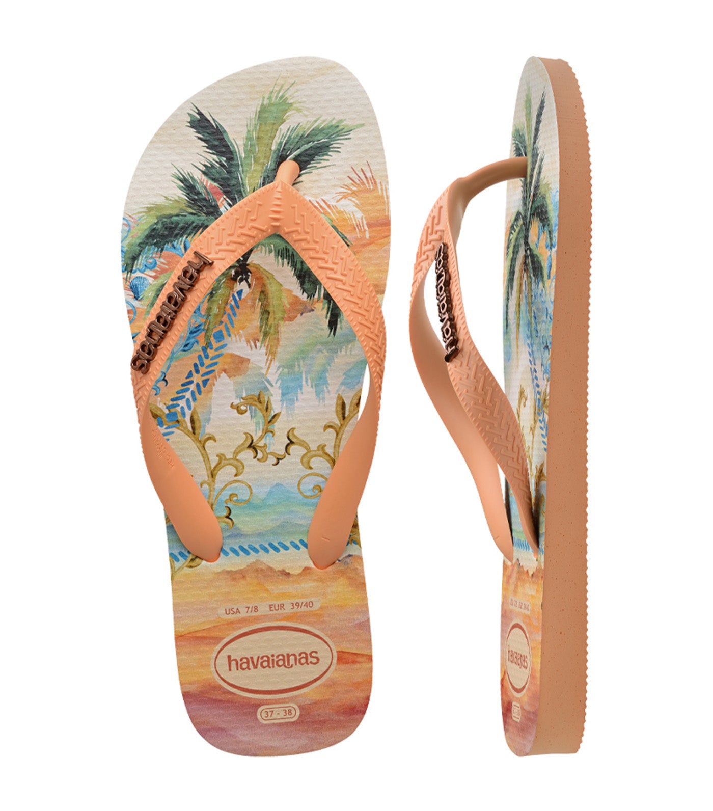 Top Tropicalia Vibes Flip Flops Peach