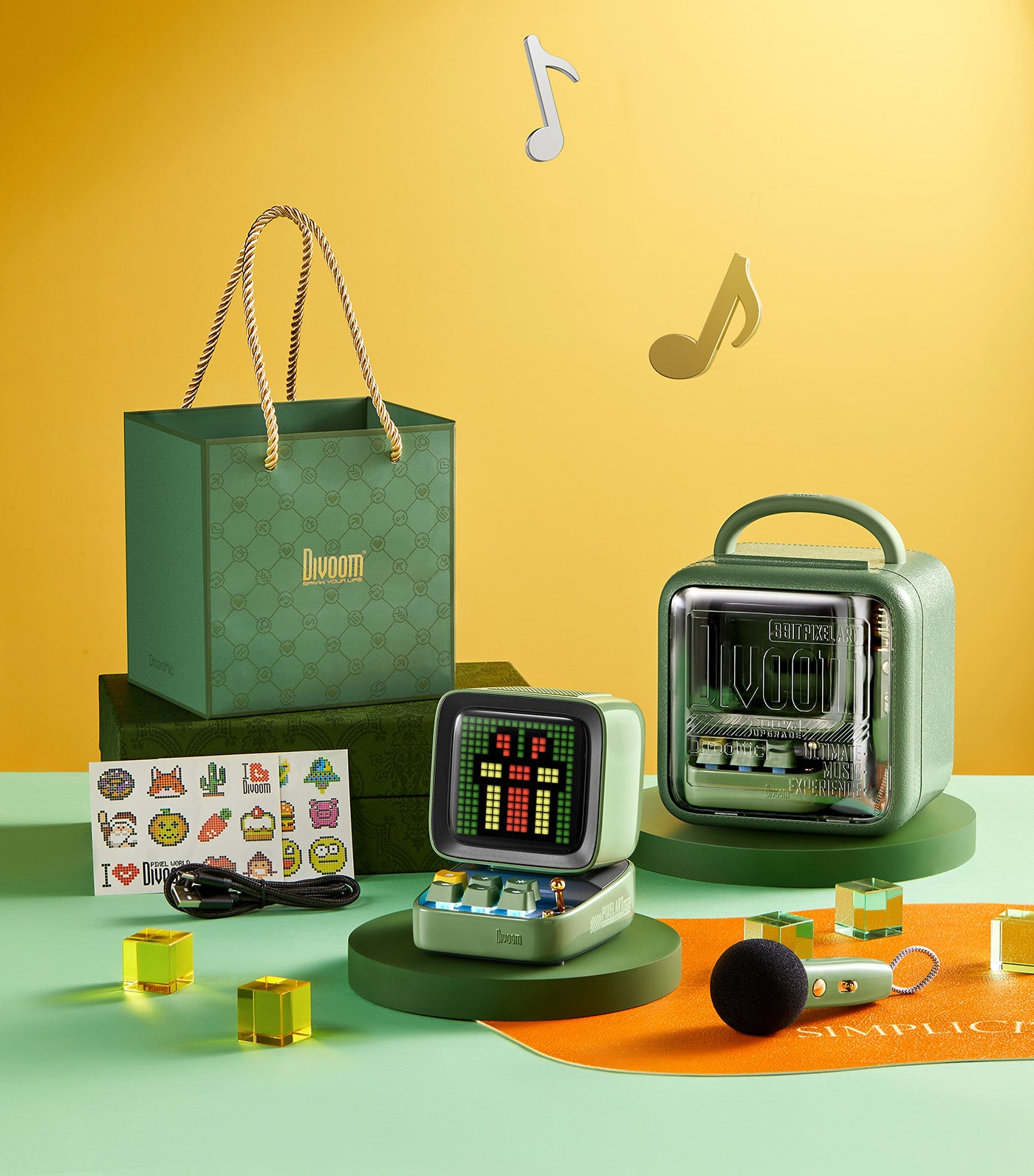 Ditoo Mic Pixel Art Speaker with Microphone Green