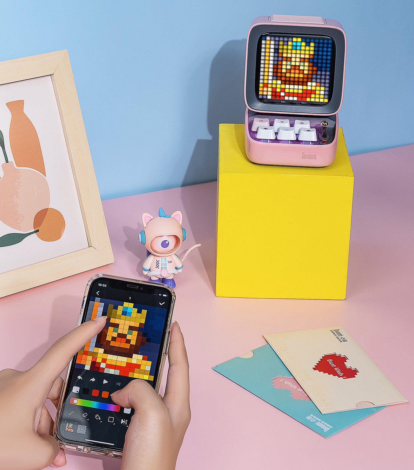 Ditoo Mic Pixel Art Speaker with Microphone Pink
