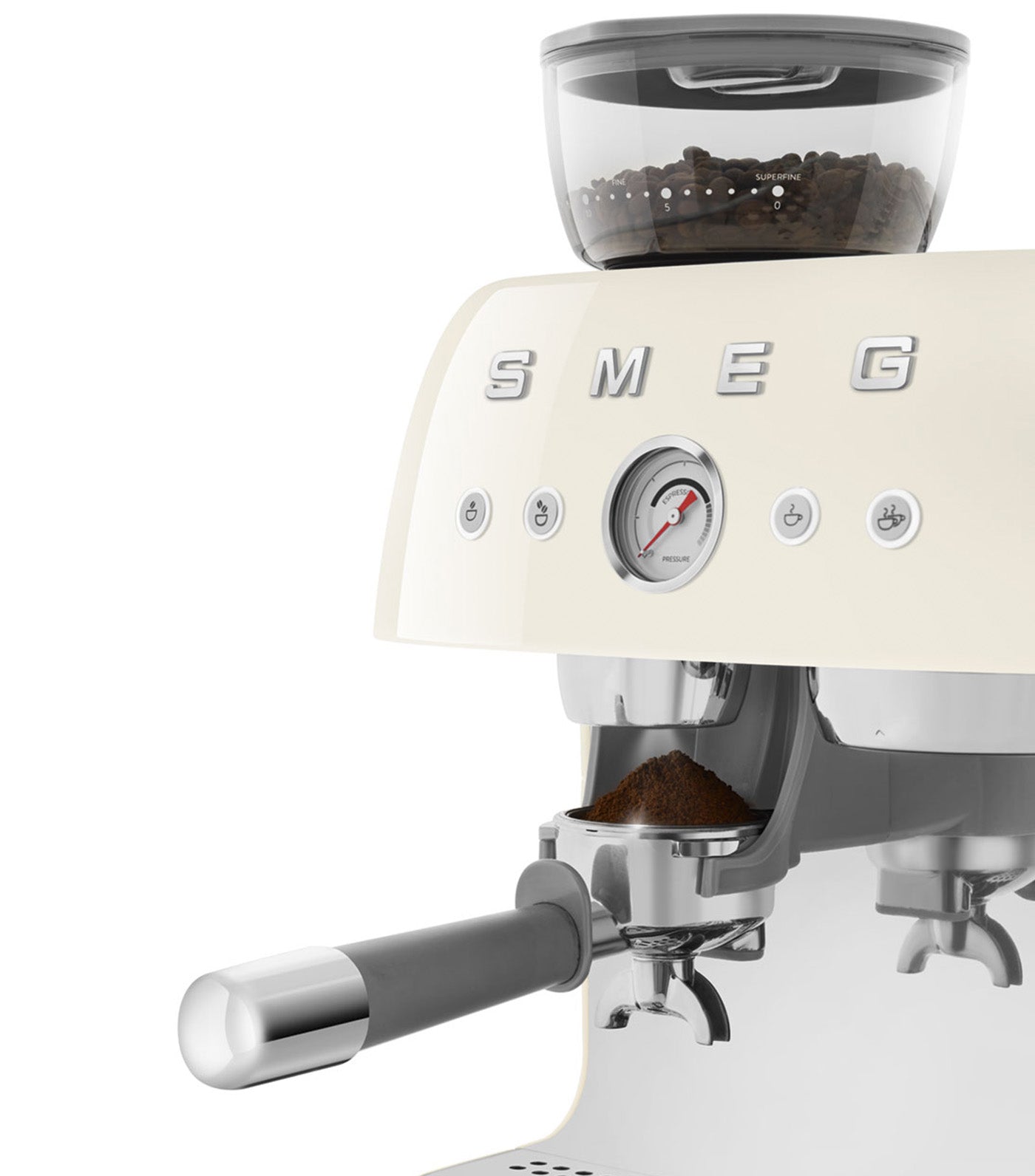 Espresso Coffee Machine with Grinder Cream