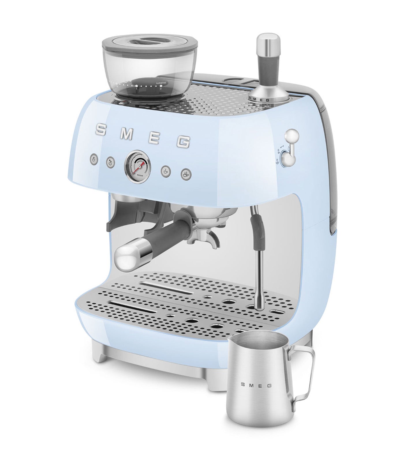 Espresso Coffee Machine with Grinder Pastel Blue