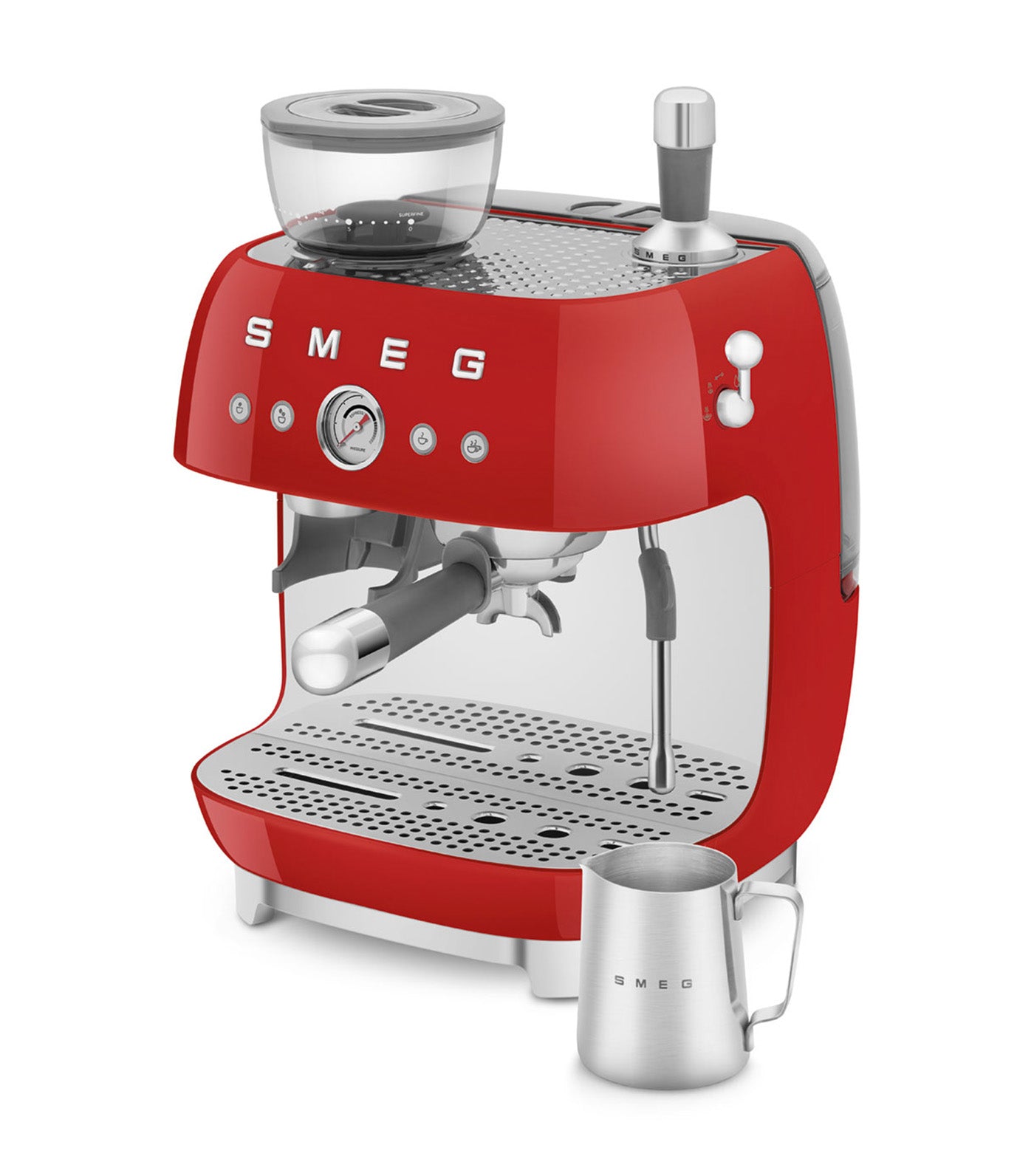 Espresso Coffee Machine with Grinder Red