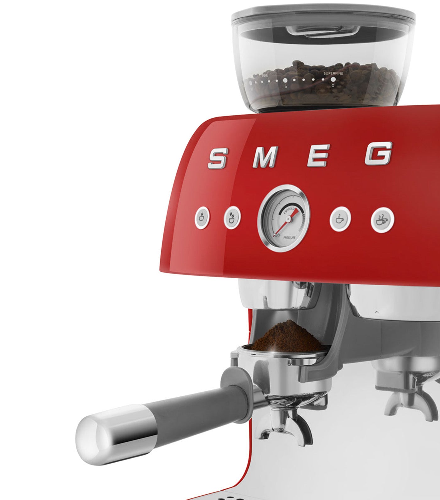 Espresso Coffee Machine with Grinder Red