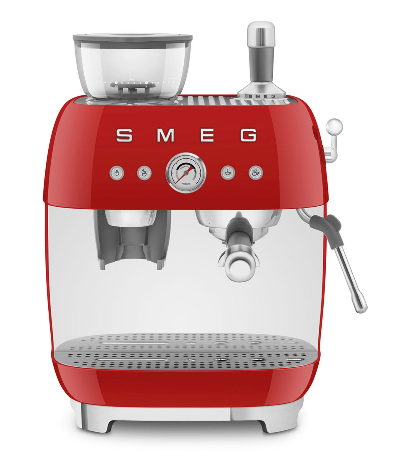 Espresso Coffee Machine with Grinder Red