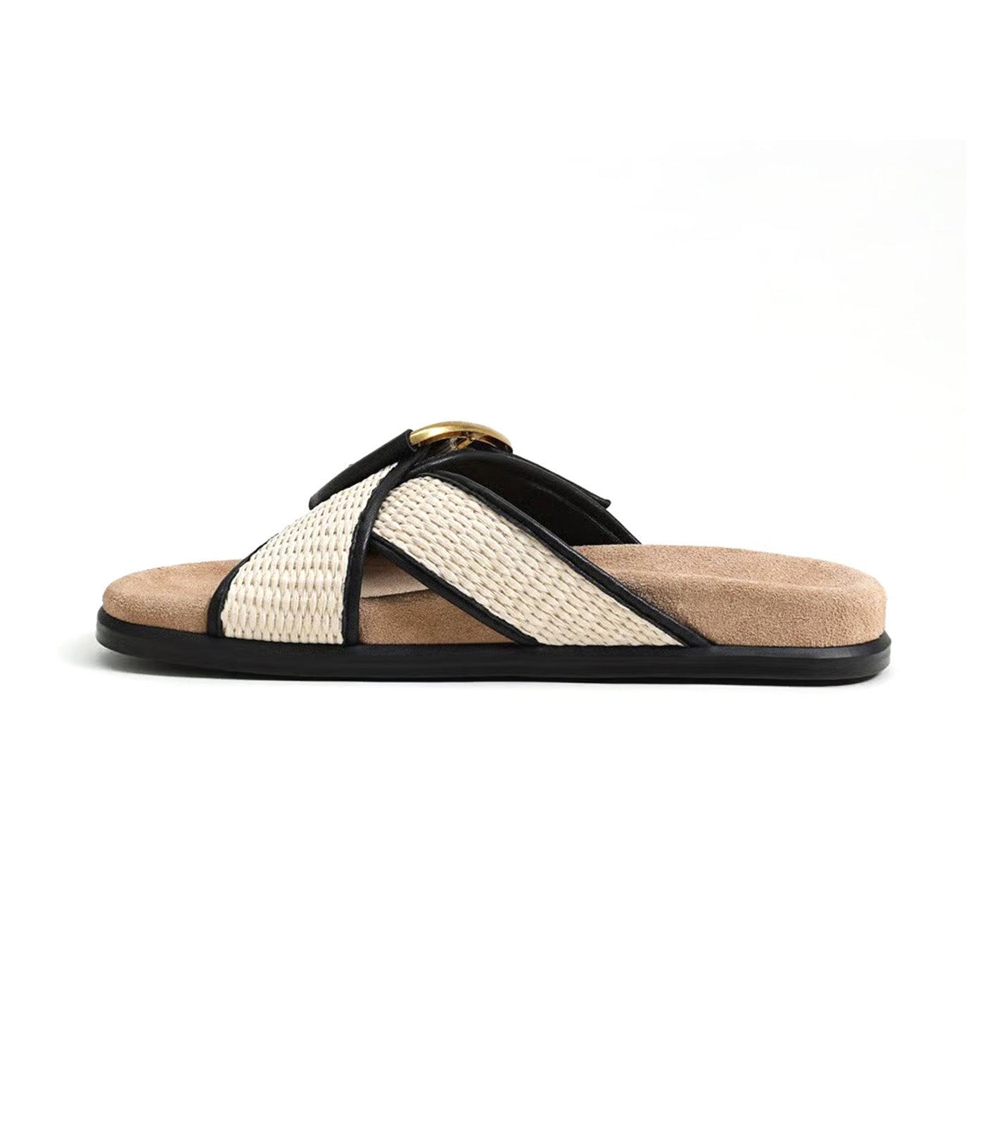 Sam Edelman Darla Multi Buckle Slide Sandal Linen/Black