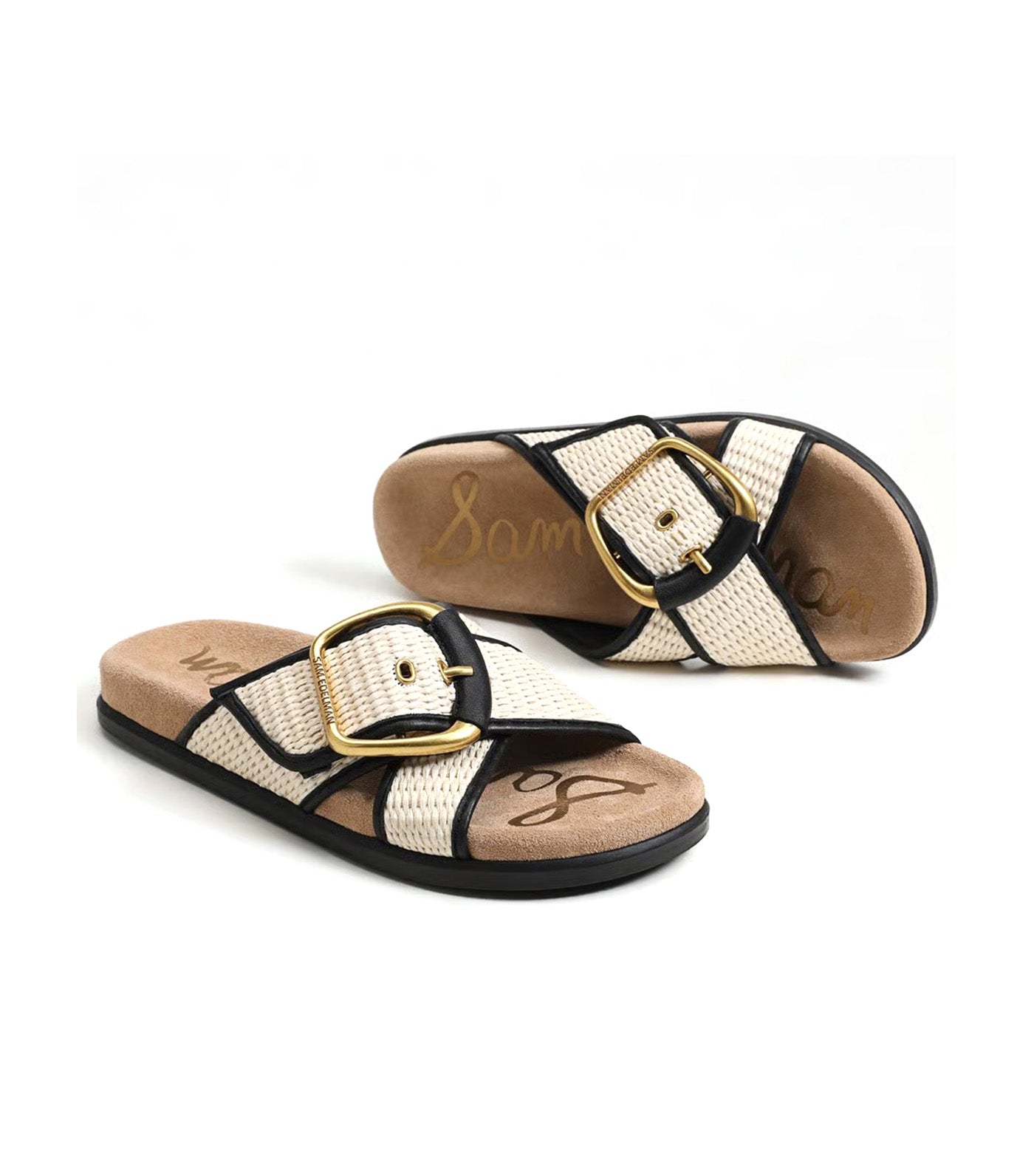 Sam Edelman Darla Multi Buckle Slide Sandal Linen/Black
