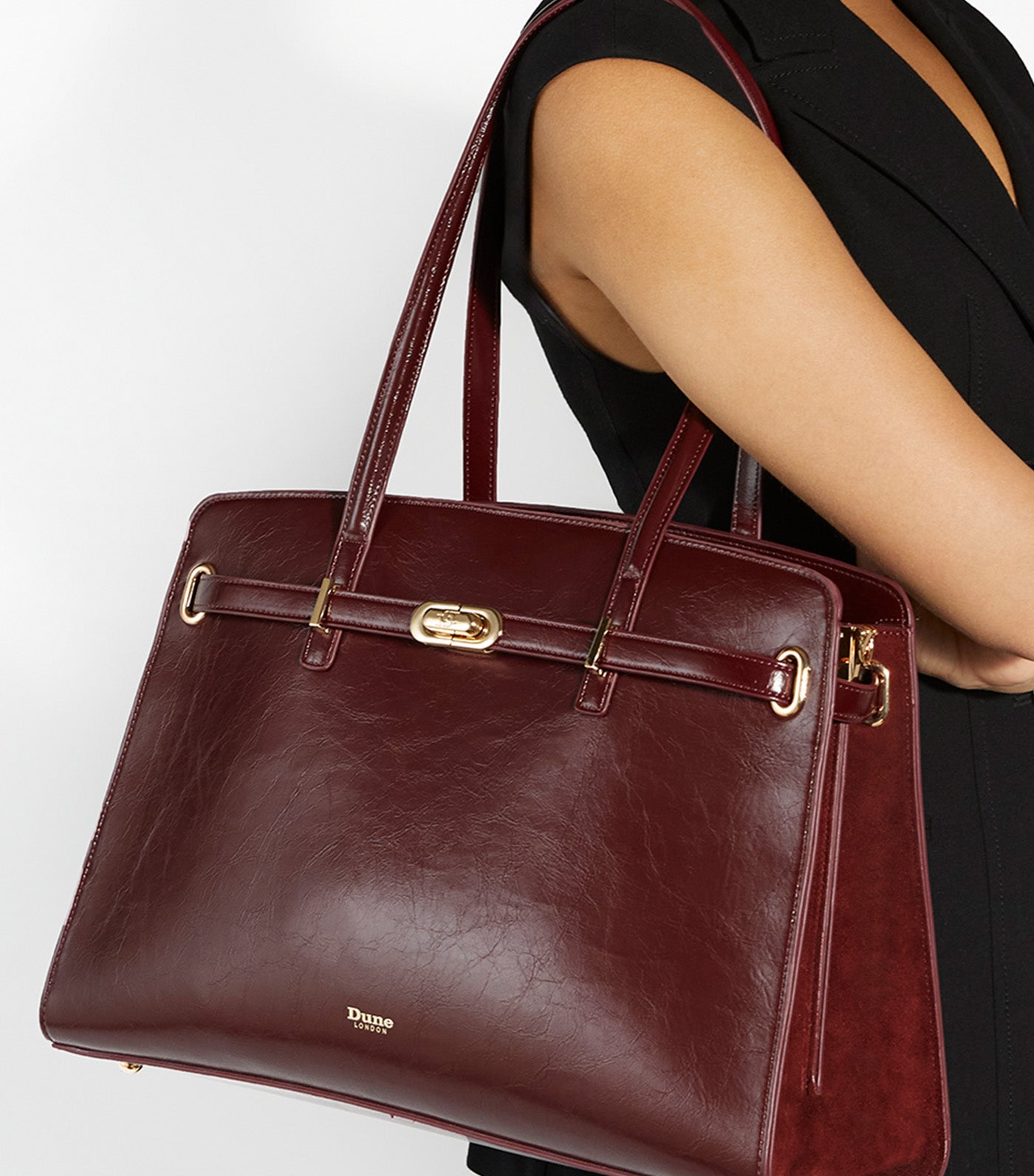 Define Large Belted Tote Burgundy