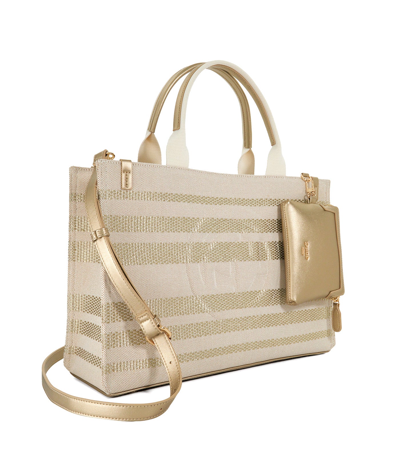 Deltra Large Stripe Canvas Tote Gold