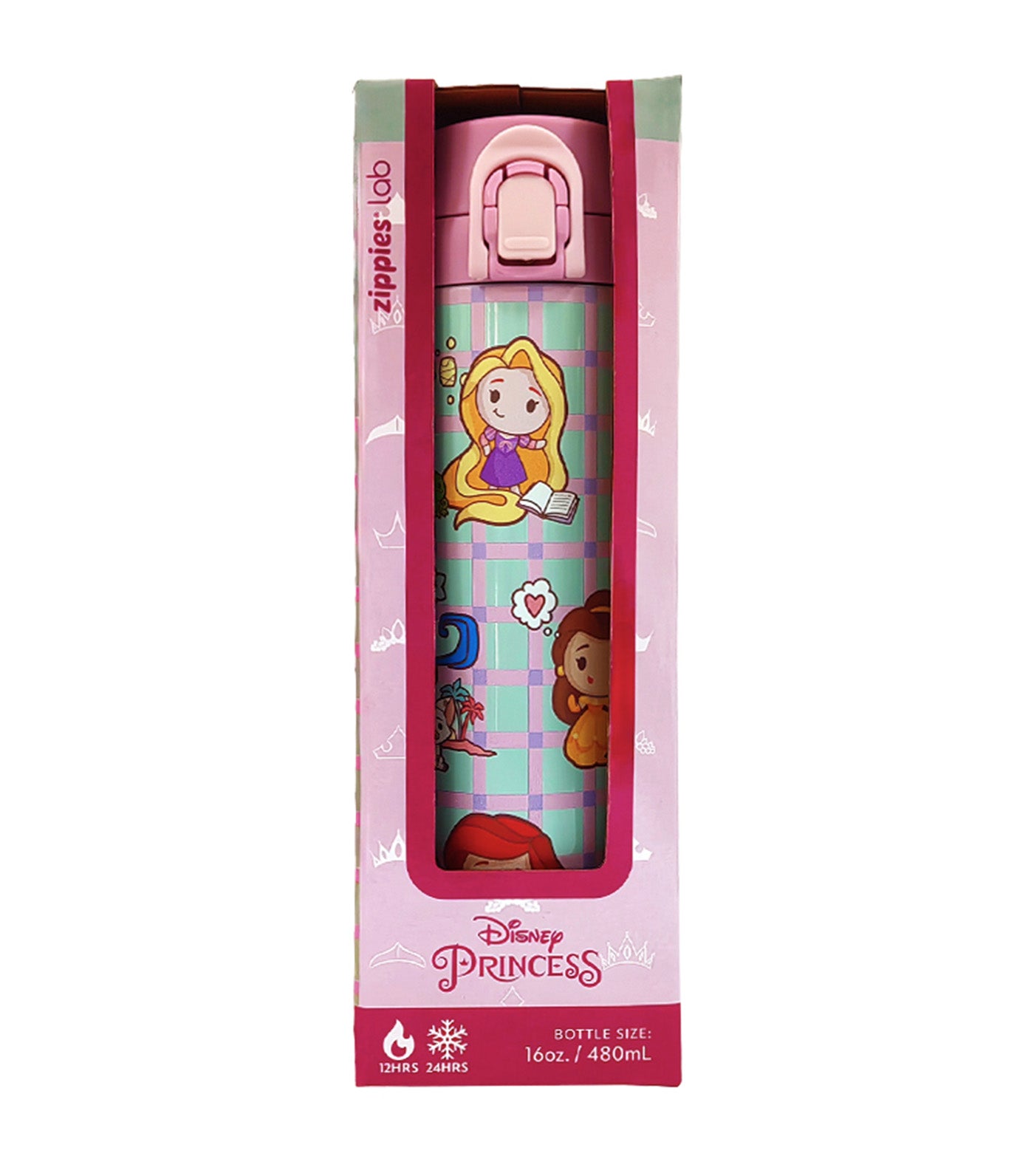 Disney 480ml Flip Top Insulated Water Bottle - Princess Chibi DN0199