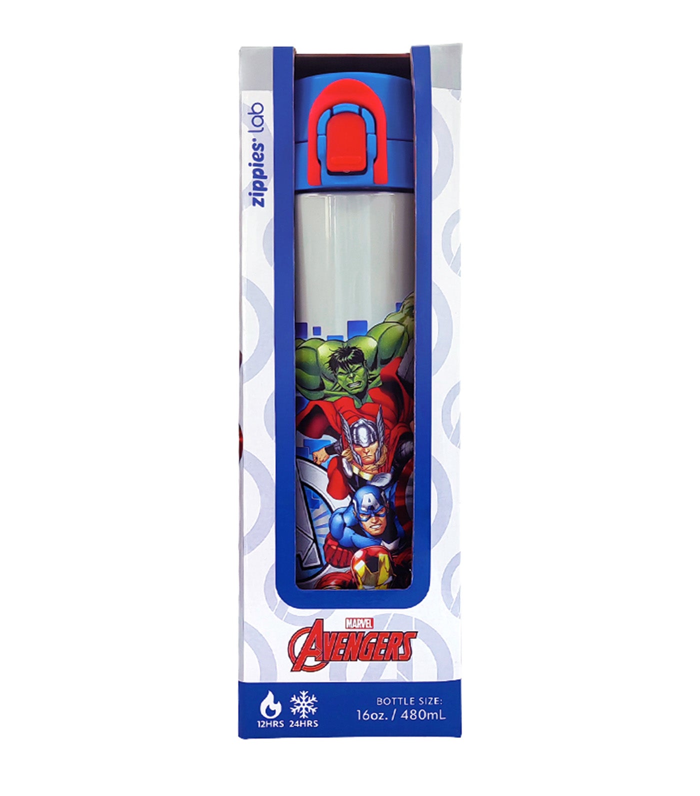 Disney and Marvel 480ml Flip Top Insulated Water Bottle - Avengers Super Heroes DN0216