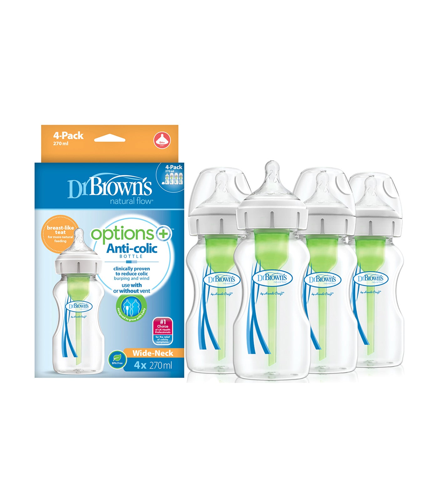 Feeding Bottle Pp Options+ Wide-Neck, 4pcs/Pk 9oz/270ml