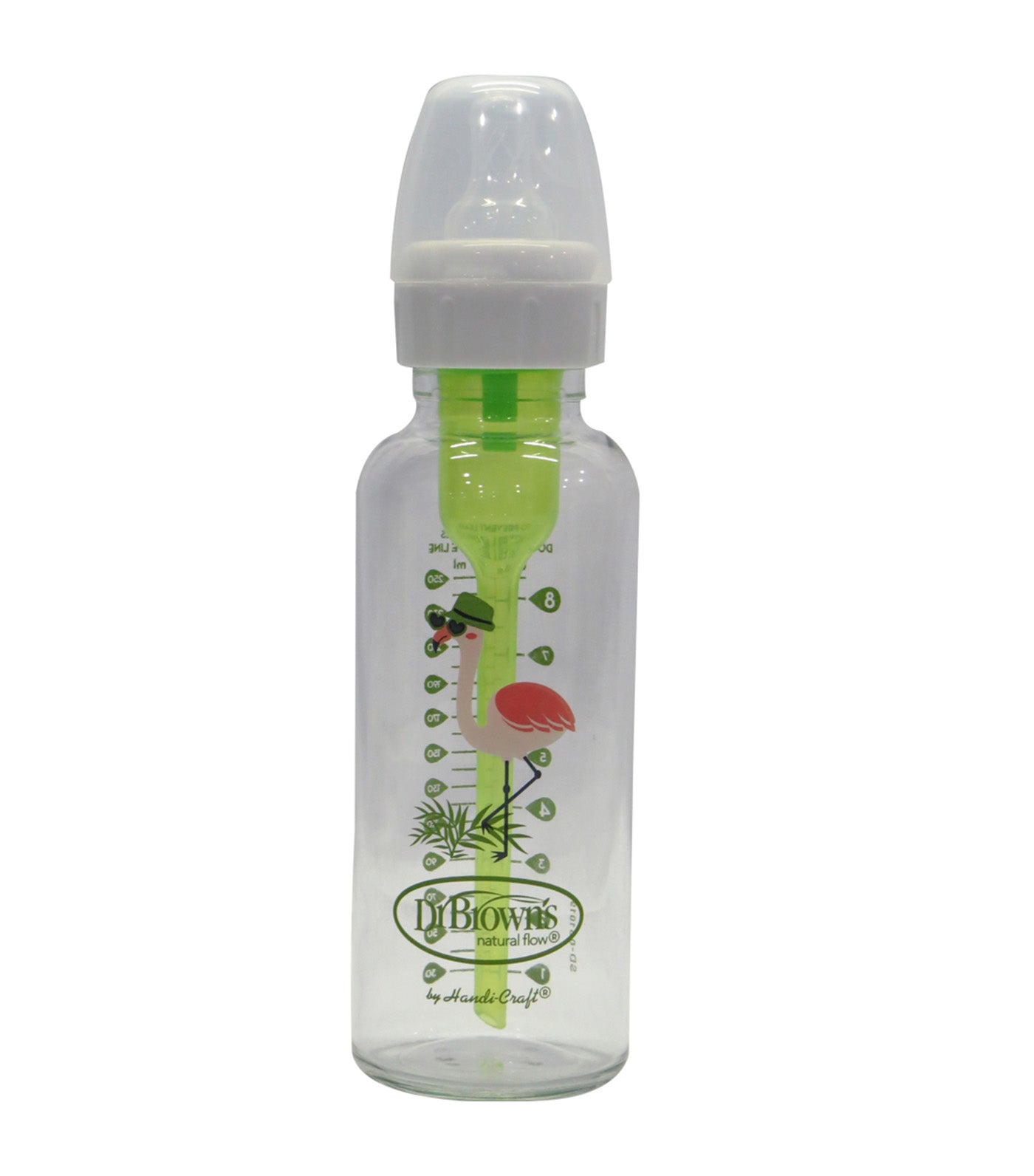 Feeding Bottle Glass Options+ Narrow-Neck Level 2 Nip 250ml - Flamingo
