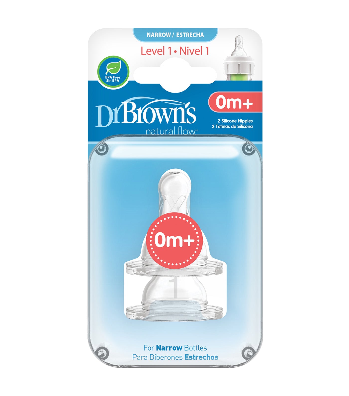 Options+ Narrow Neck Nipple, 2 Pieces/Pack