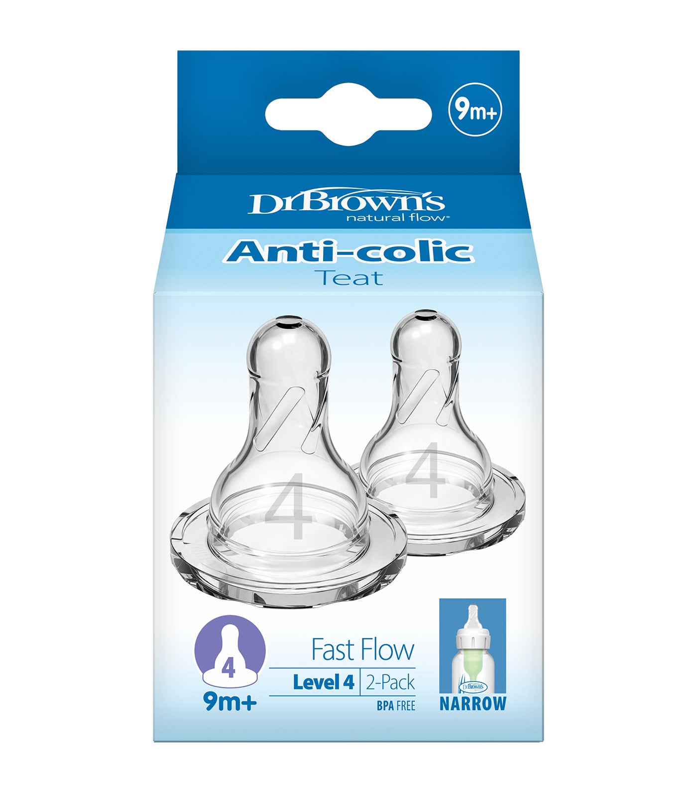 Options+ Narrow Neck Nipple, 2 Pieces/Pack