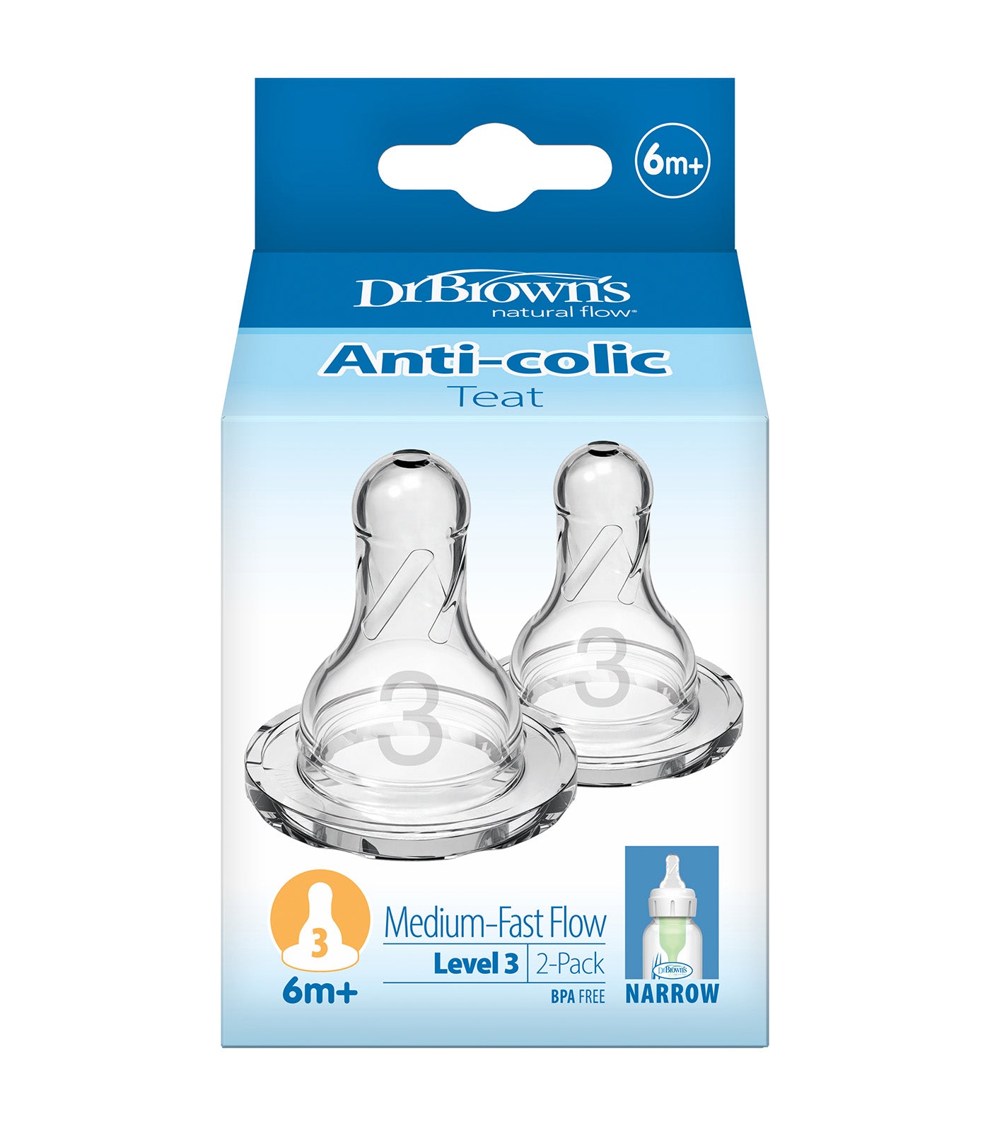 Options+ Narrow Neck Nipple, 2 Pieces/Pack