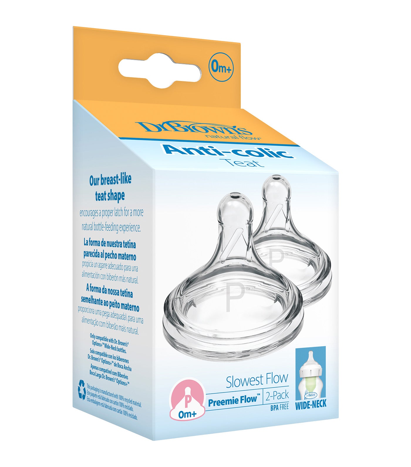 Options+ Silicone Wide-Neck Nipple, 2 Pieces/Pack