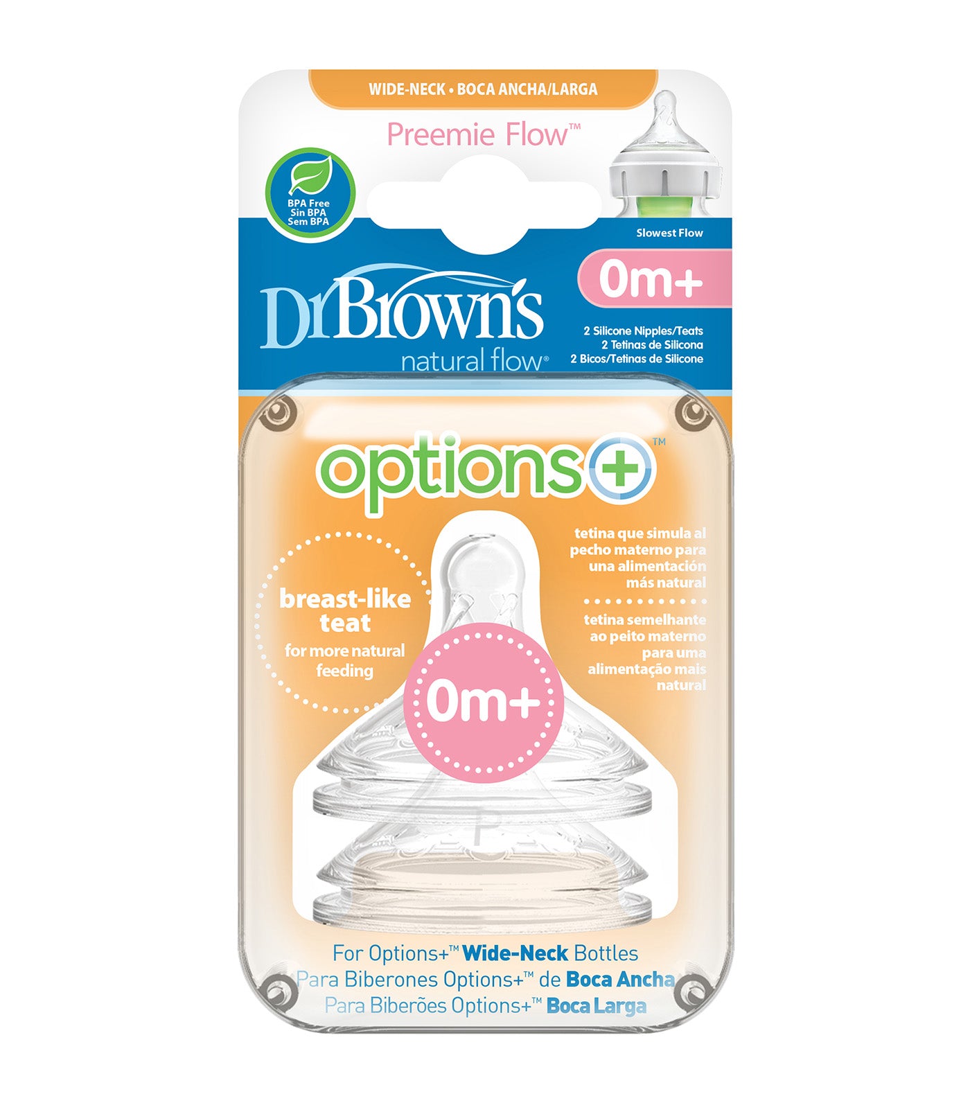 Options+ Silicone Wide-Neck Nipple, 2 Pieces/Pack