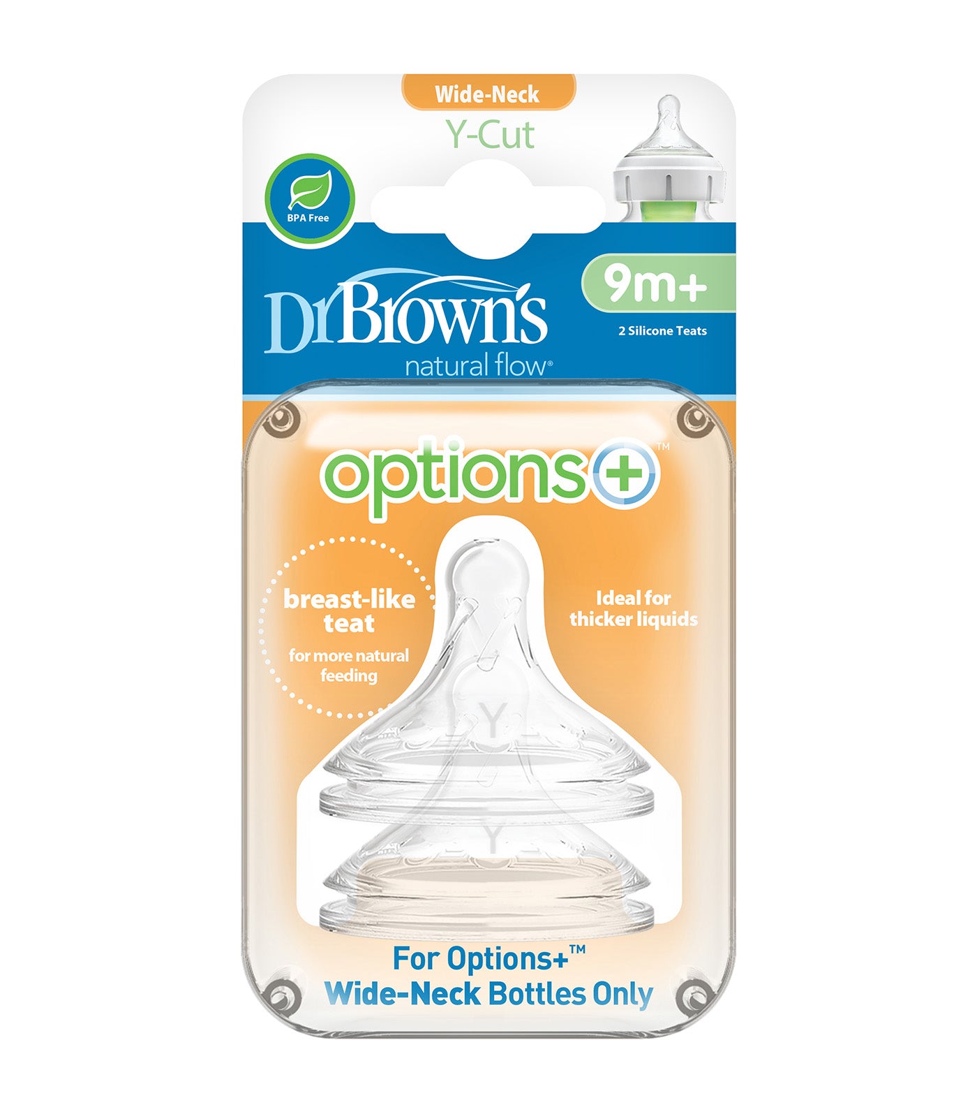 Options+ Silicone Wide-Neck Nipple, 2 Pieces/Pack