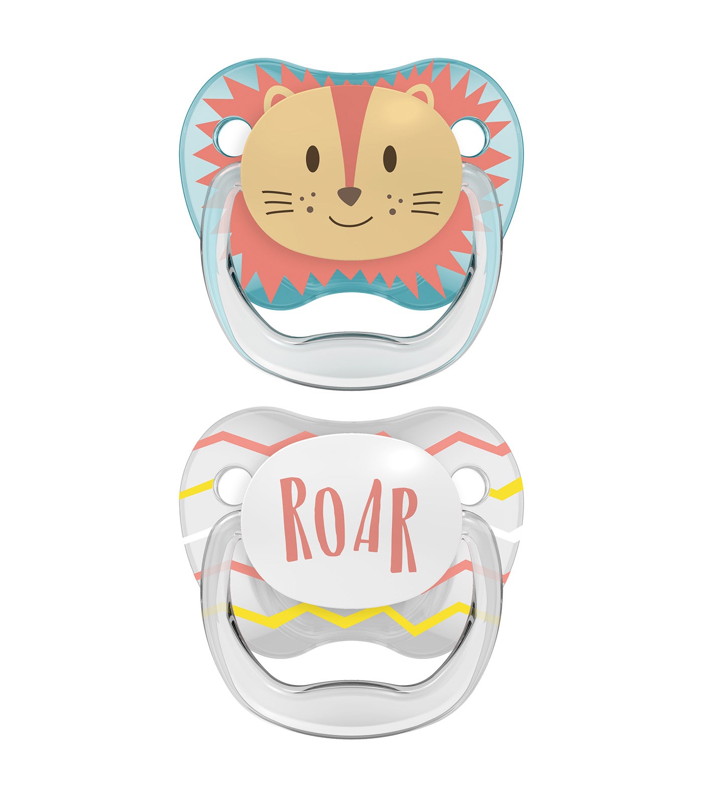 PreVent Printed Shield Stage 1 Pacifier, Animal Faces, 2 Pieces/Pack