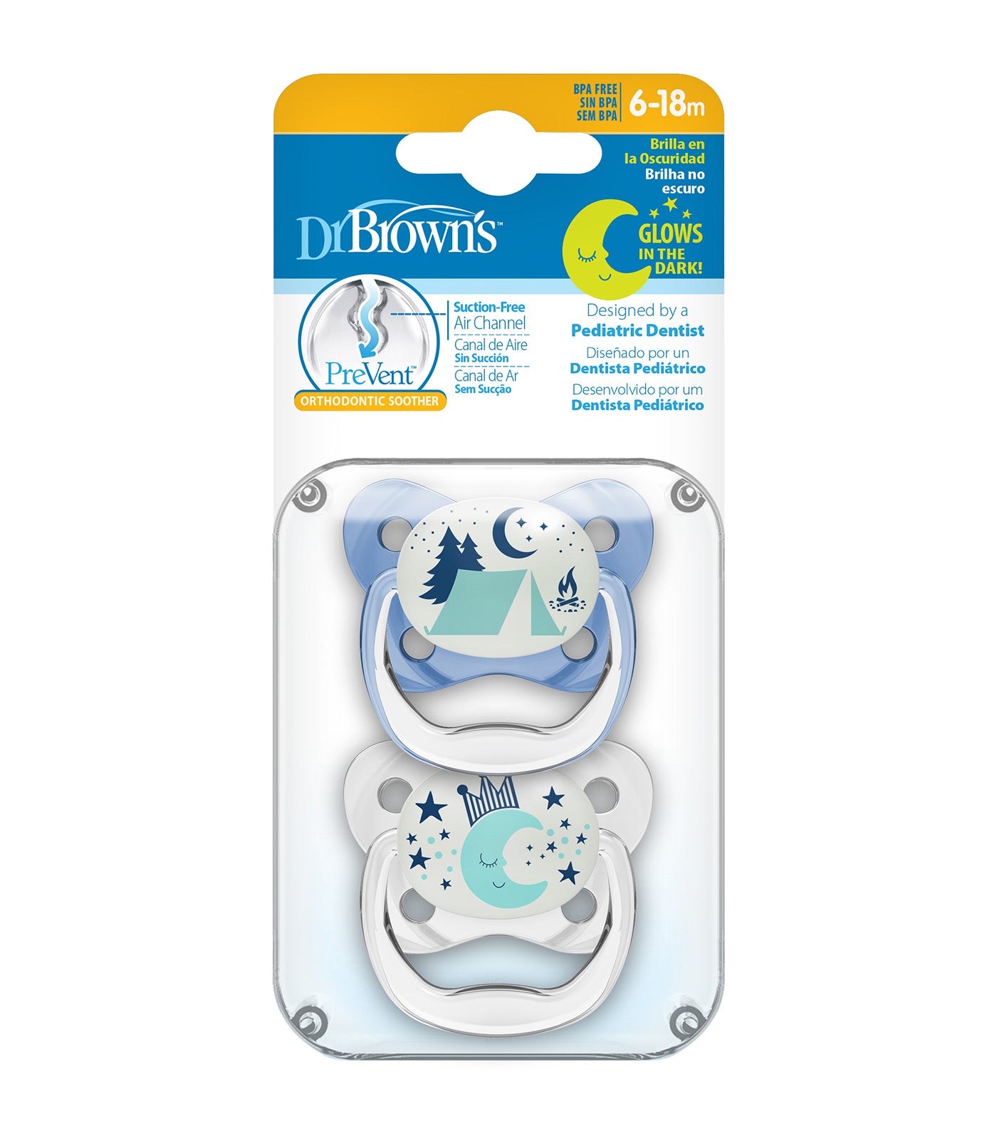 PreVent Glow-in-the-Dark Butterfly Shield Stage 2 Pacifier, 2 Pieces/Pack