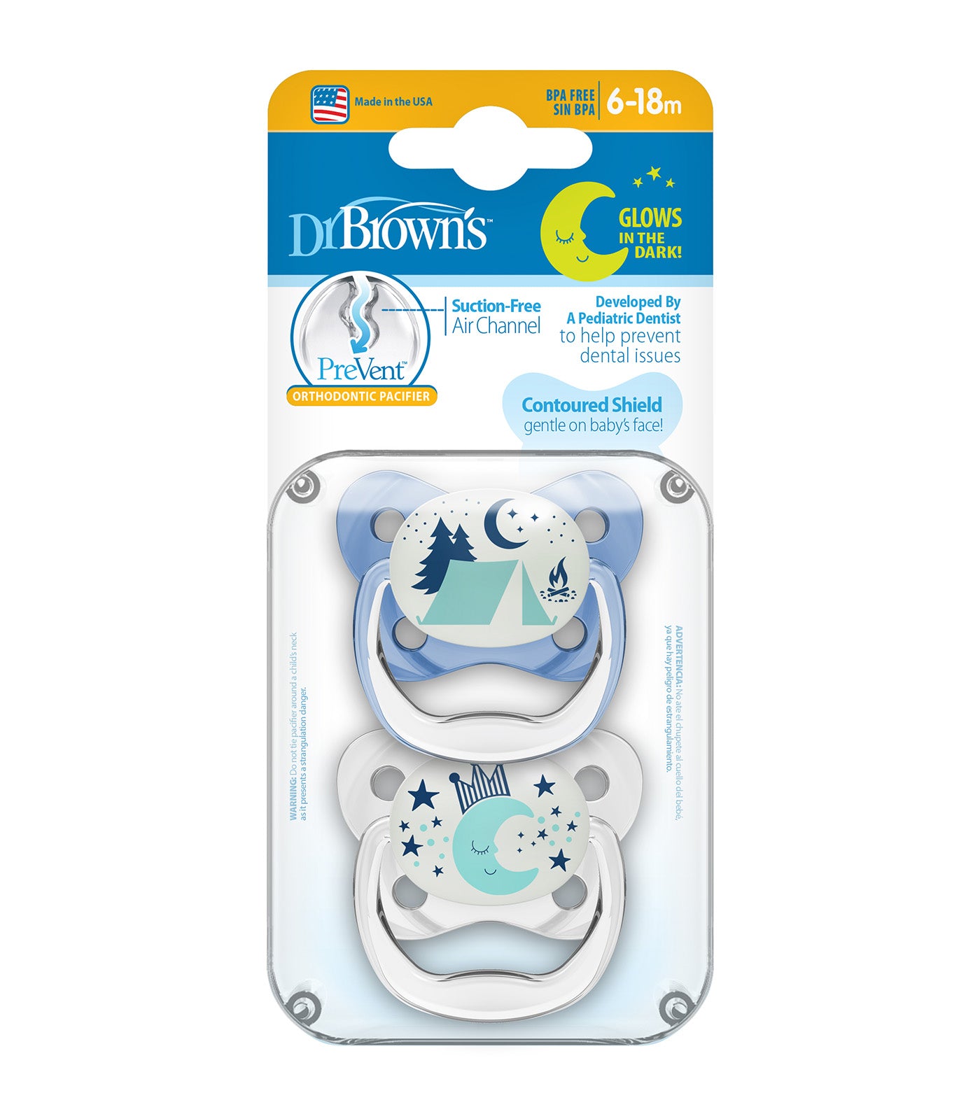 PreVent Glow-in-the-Dark Butterfly Shield Stage 2 Pacifier, 2 Pieces/Pack