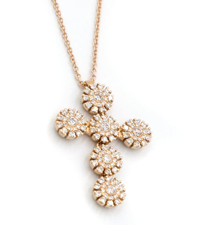 Margherita Gold Cross Necklace with Diamonds