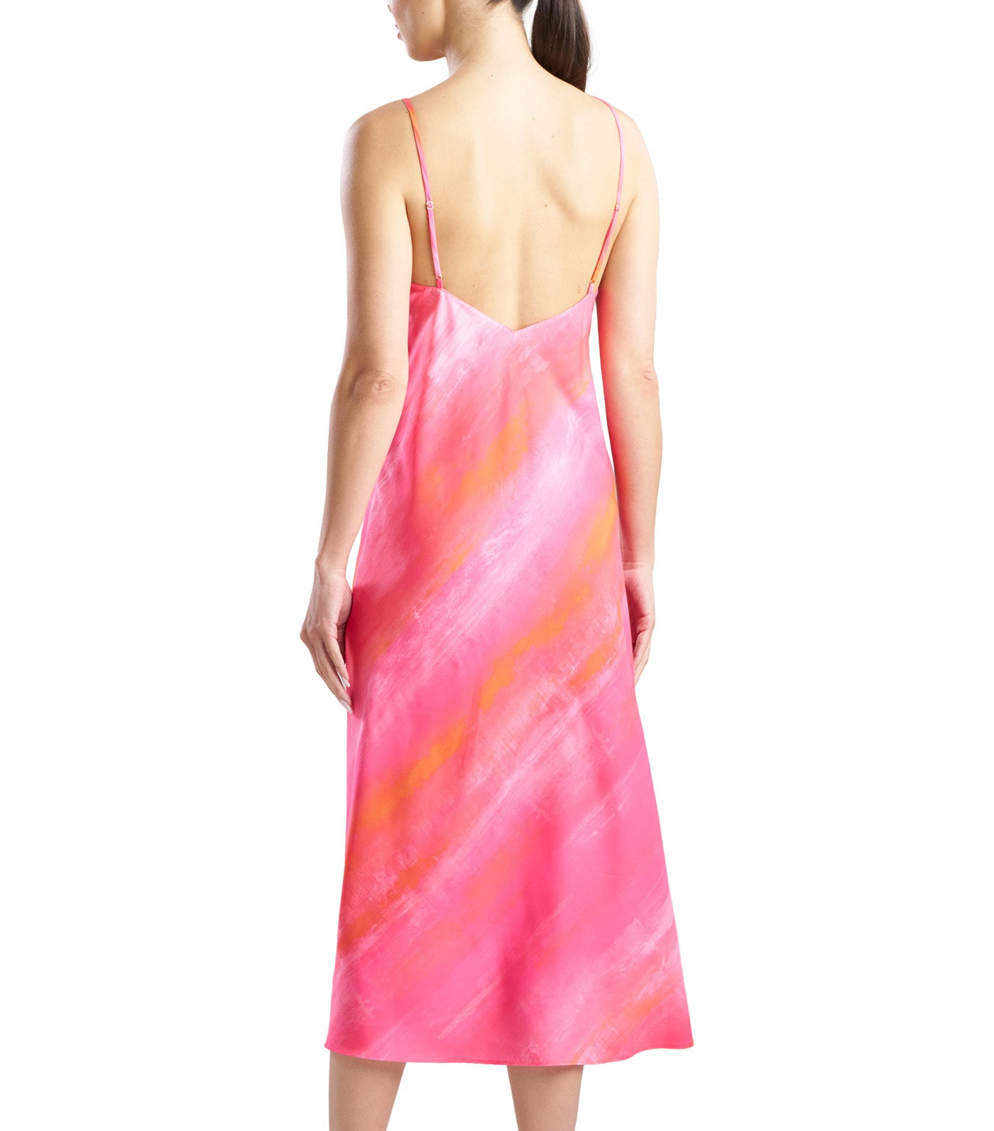 Aurora Printed Satin Slip Dress Pink Poppy