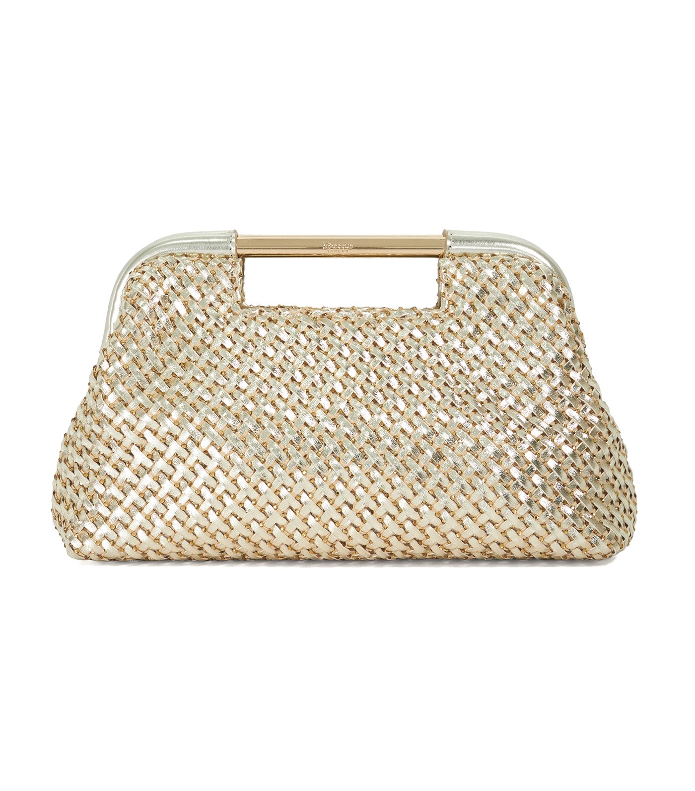 Woven Grab Bag with Chain Handle Gold